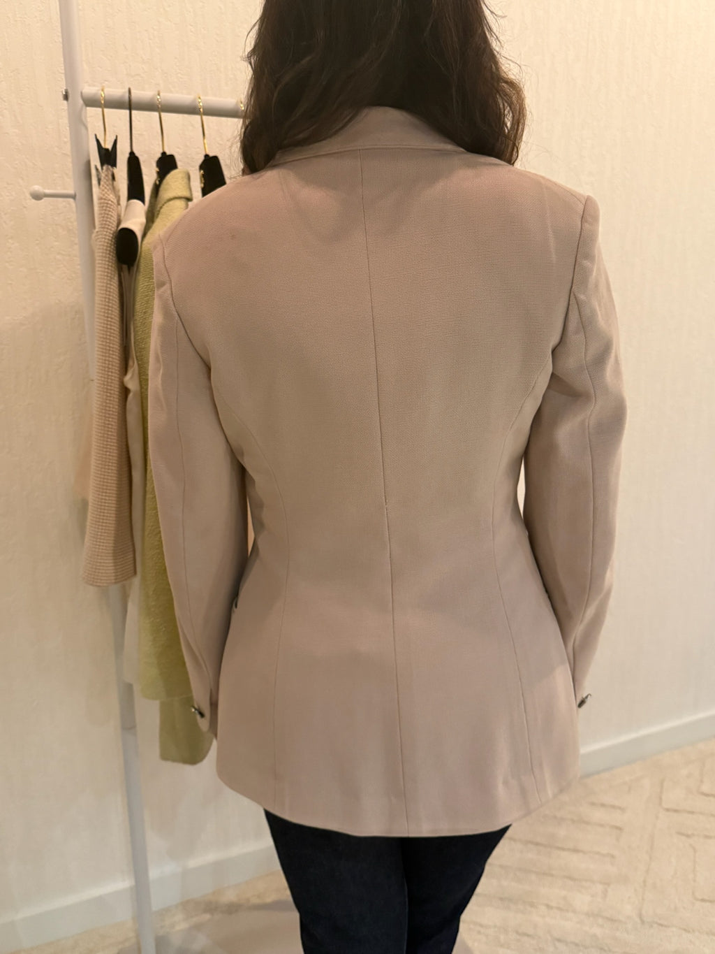 Chanel 1998 CC Logo Cotton One Button Blazer FR38
