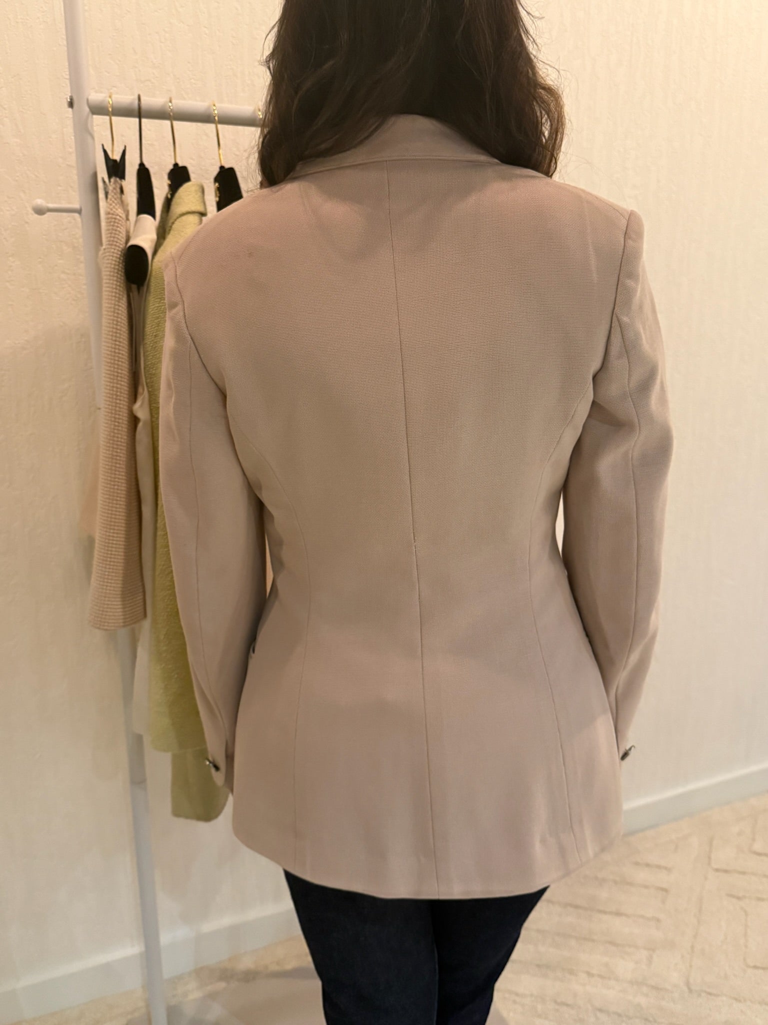 Chanel 1998 CC Logo Cotton One Button Blazer FR38