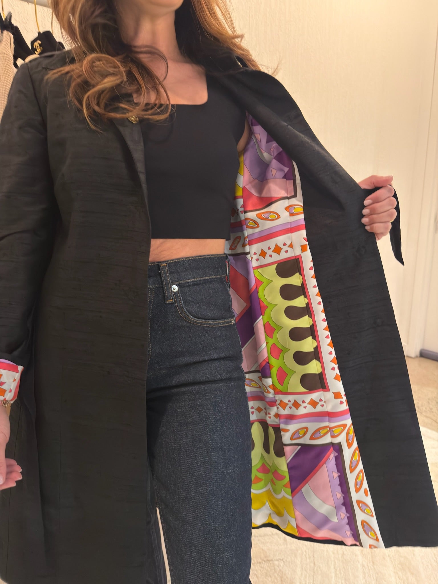 Dolce & Gabbana Black Jacket with Colorful Printed Silk Lining | IT 42 US 6