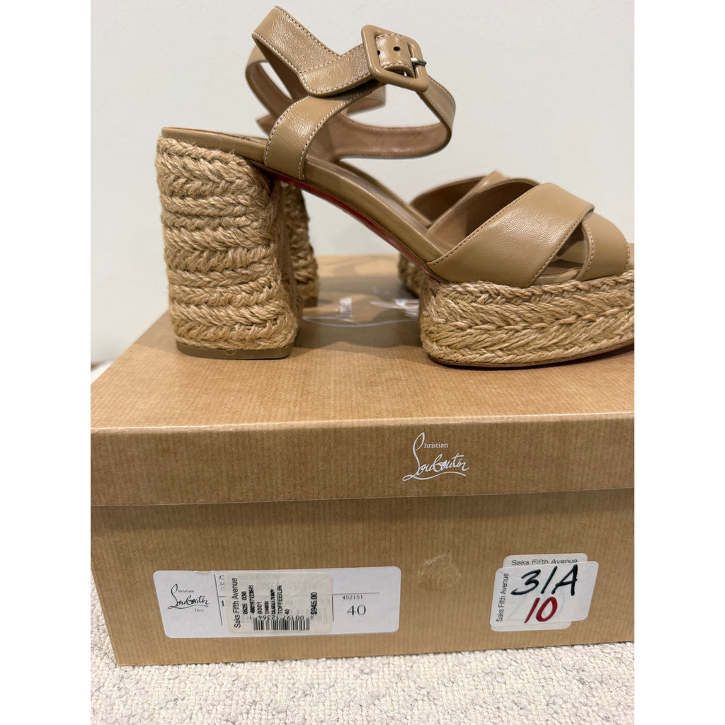 CHRISTIAN LOUBOUTIN 70mm Calakala Leather Sandals Size 40