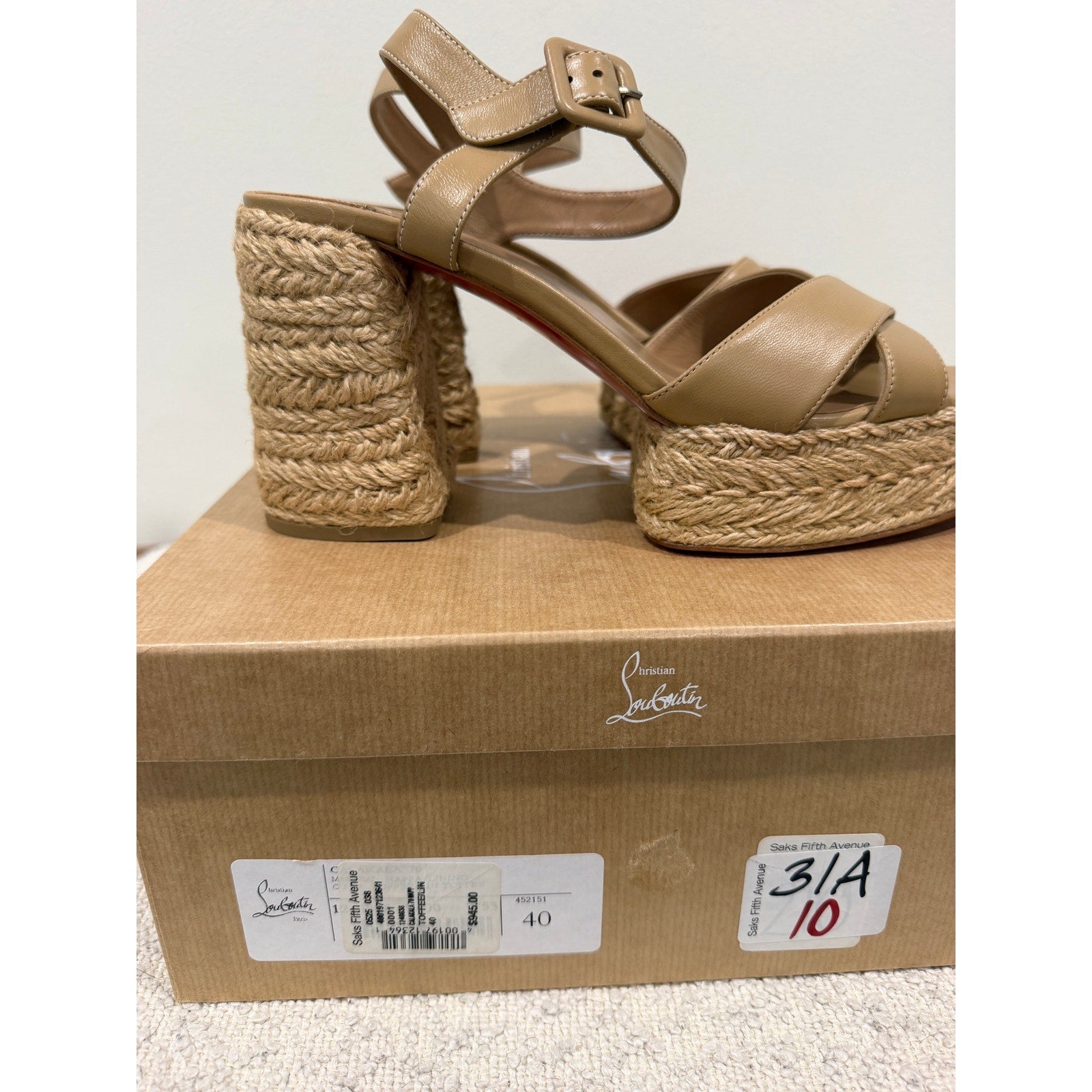CHRISTIAN LOUBOUTIN 70mm Calakala Leather Sandals Size 40