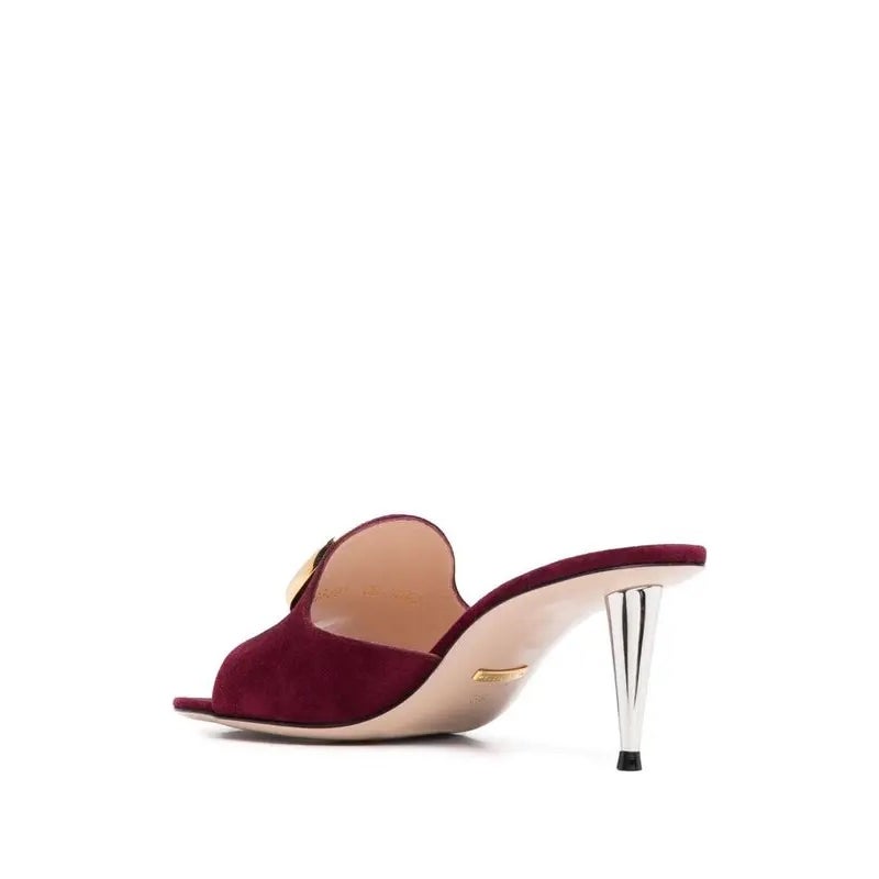 Gucci Blondie Interlocking G 70mm Burgundy Suede Sandals Size 39 New in Box