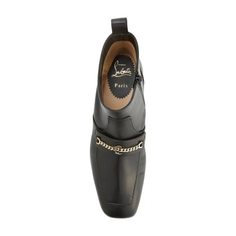CHRISTIAN LOUBOUTIN 
Chain Detail Apron Toe Bootie 38 BNIB