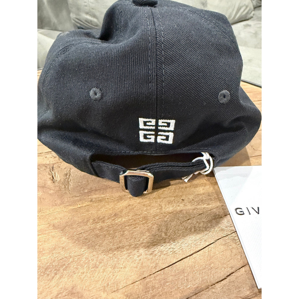 Givenchy Black Logo Embroidered Cotton Baseball Cap Hat Adjustable Strap NWT