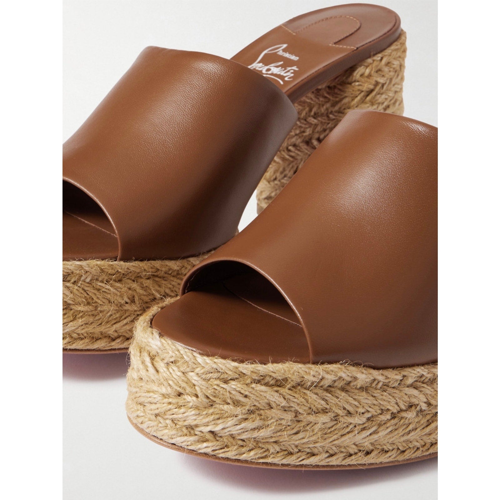 Christian Louboutin Brown Calakala 85mm Leather Platform Mules Size 36