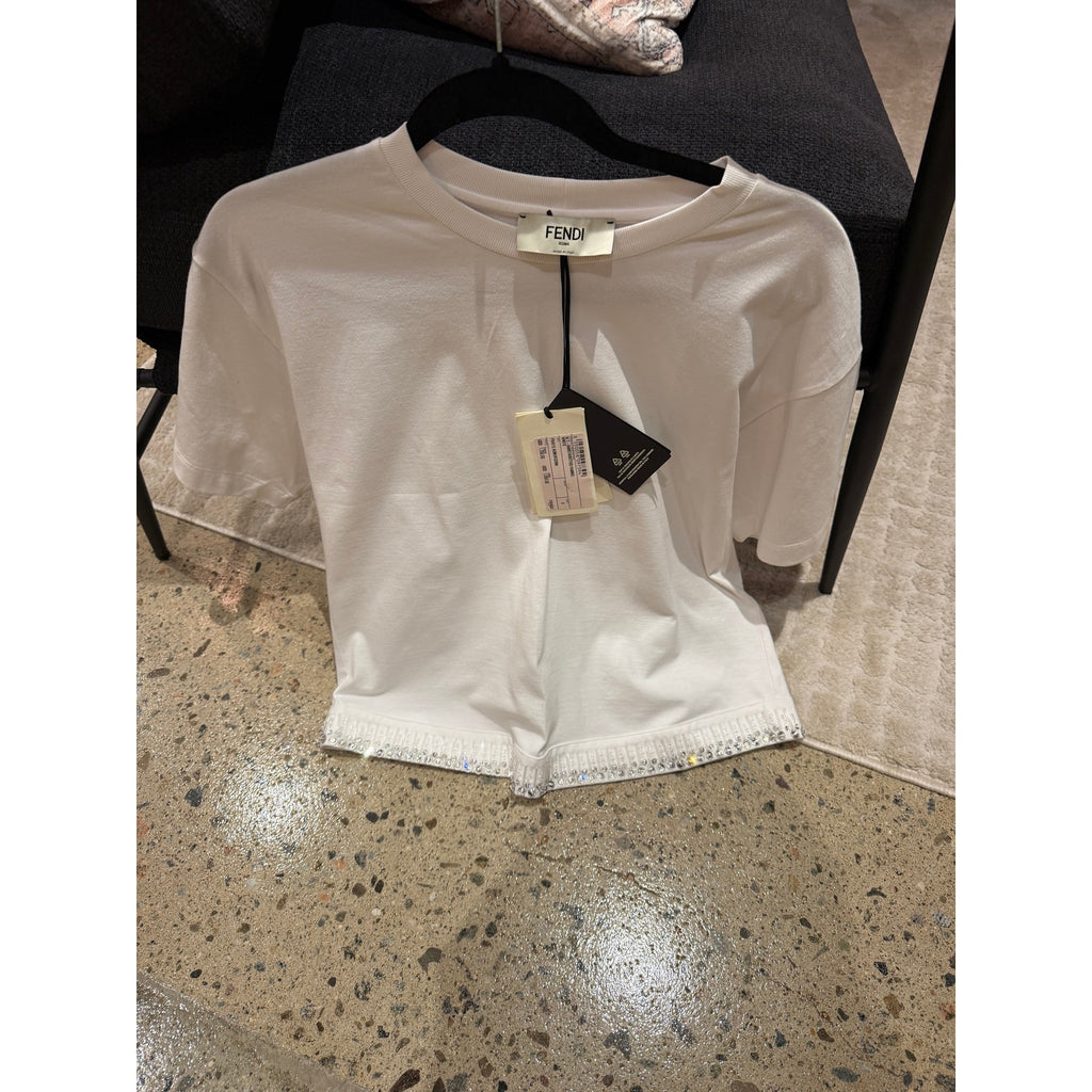 Fendi White Knitted Shirt Luxury Knit Top Size S