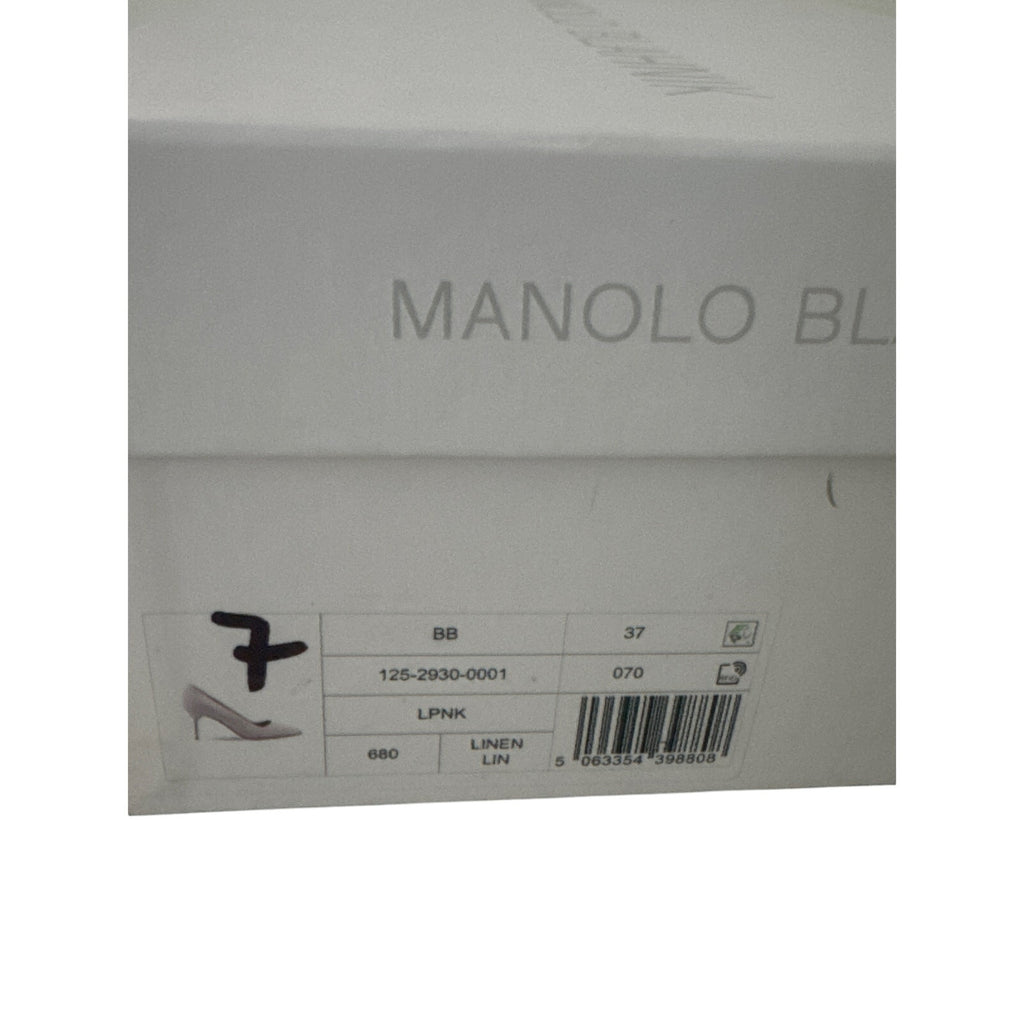 Manolo Blahnik 70mm Light Pink Linen BB Pumps Size 37 BNIB