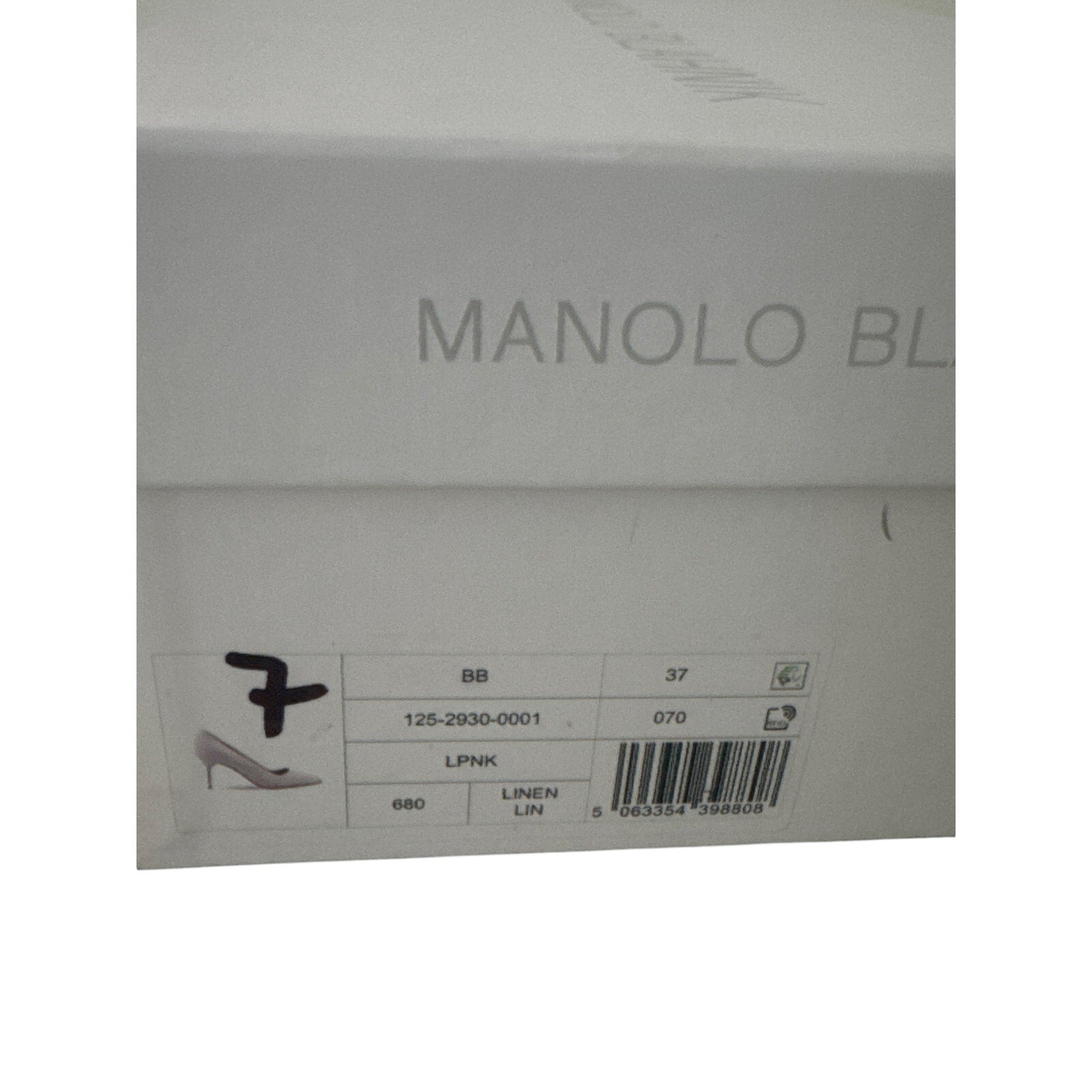 Manolo Blahnik 70mm Light Pink Linen BB Pumps Size 37 BNIB