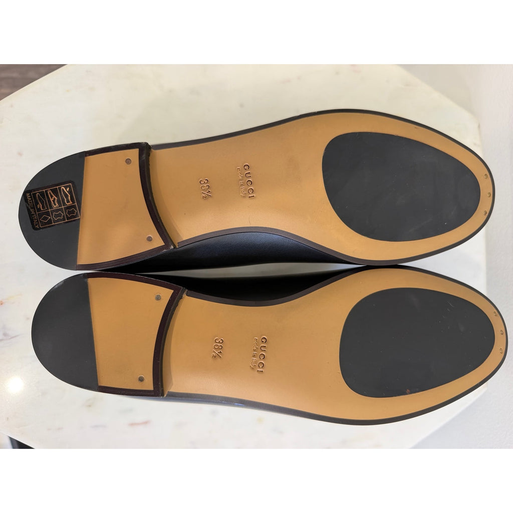 Gucci Jordaan Leather Horsebit Loafers Black Size 38.5 NIB