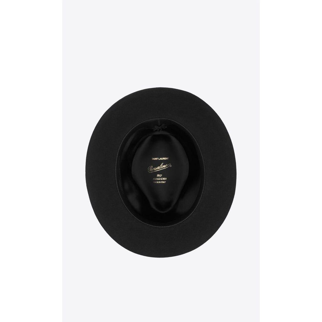 Saint Laurent x Borsalino Federico Black Wool Felt Fedora Hat Size 58 Medium Unisex