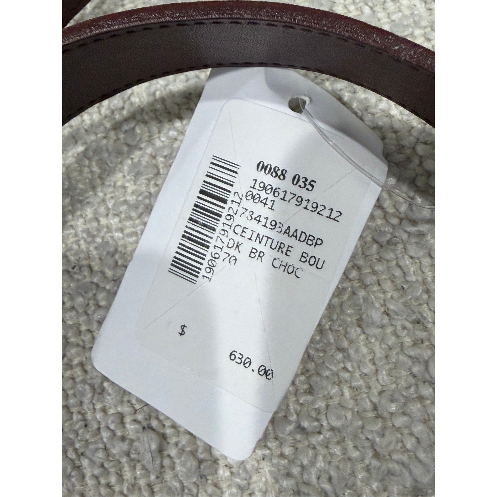 Saint Laurent Cassandre Long Belt Dark Brown Chocolate Size 70 NWT