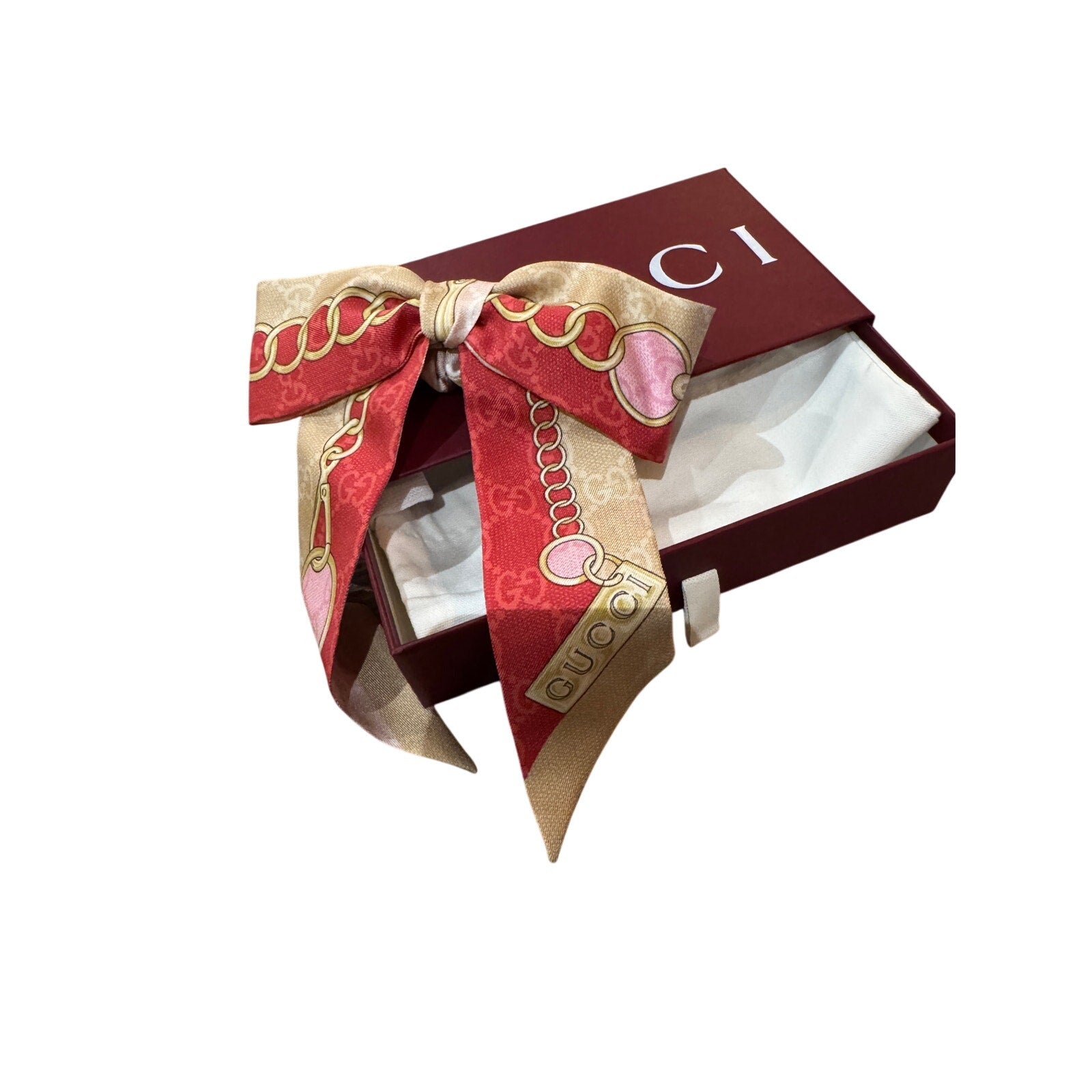 GUCCI Gg Chain Silk Scrunchie BNIB