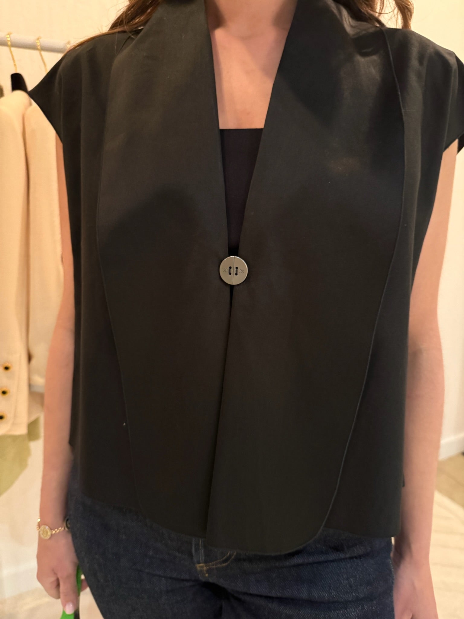 Chanel Black Button Vest
