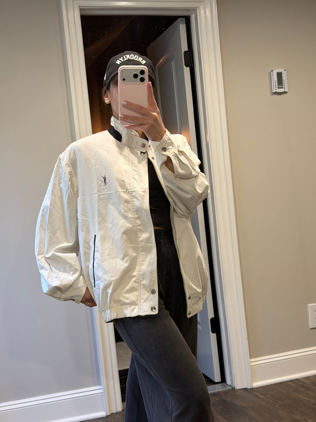 Saint Laurent Vintage Light Bomber Windbreaker White