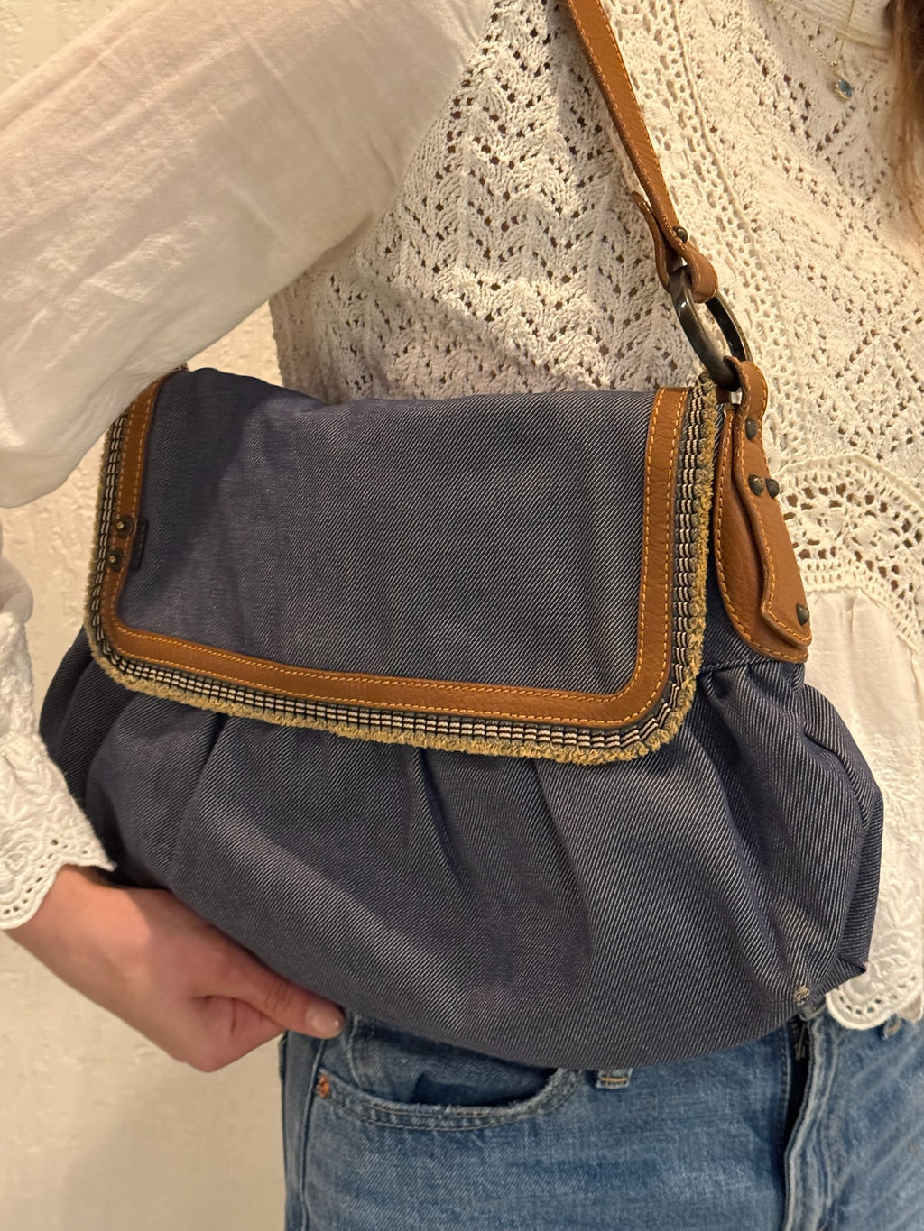 Fendi Large Denim Chef Baga