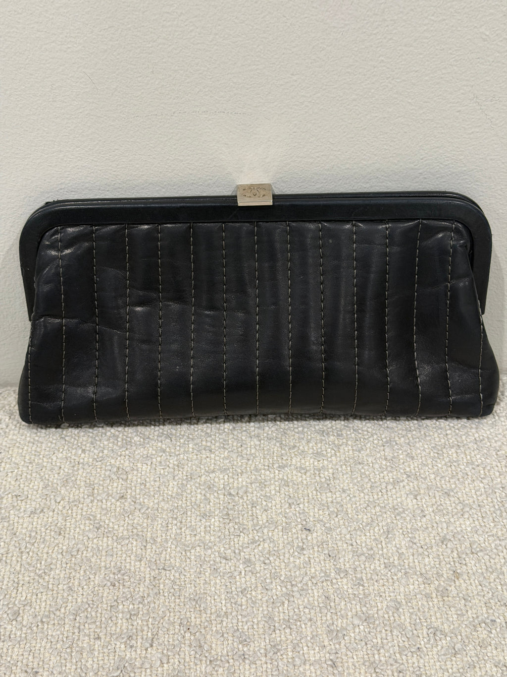 Chanel Black Vertical Quilted Mademoiselle Clutch 2005-2006
