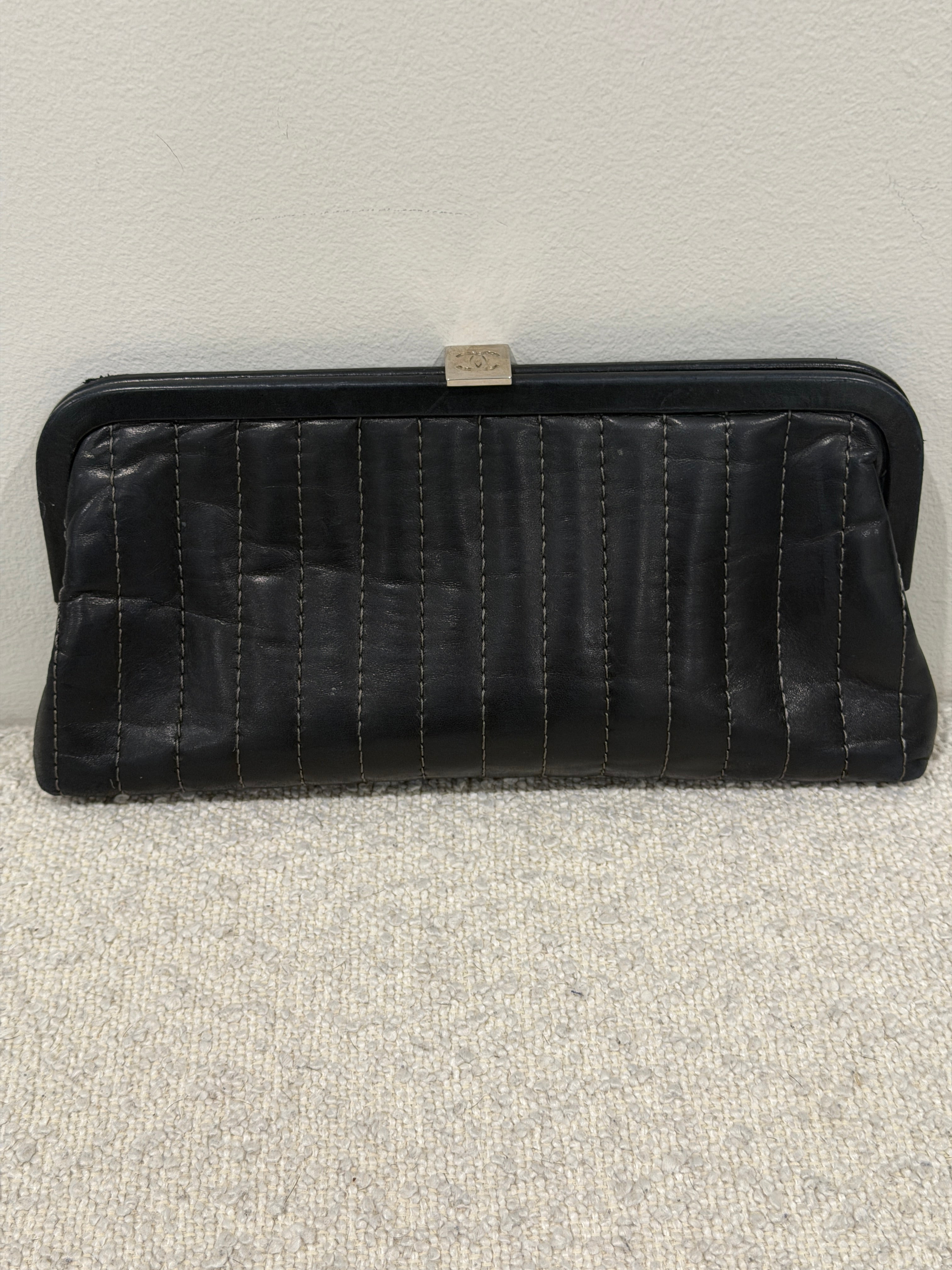 Chanel Black Vertical Quilted Mademoiselle Clutch 2005-2006