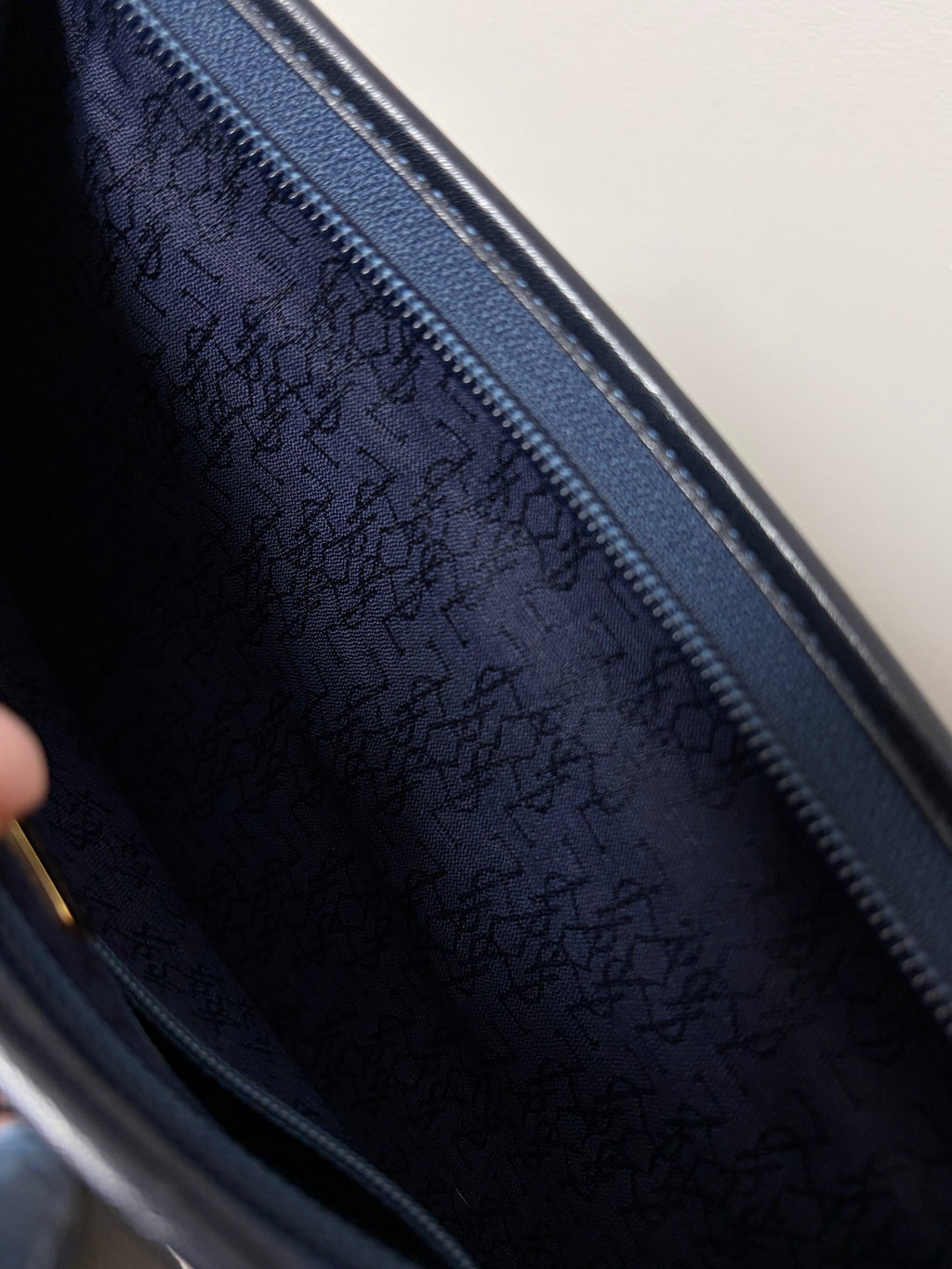 Yves Saint Laurent White & Navy YSL Logo PVC Clutch Bag