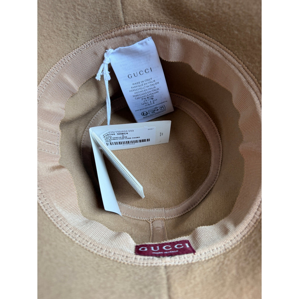 Gucci GG Wool Bucket Hat Beige Brown Double G Logo Size Small S $795