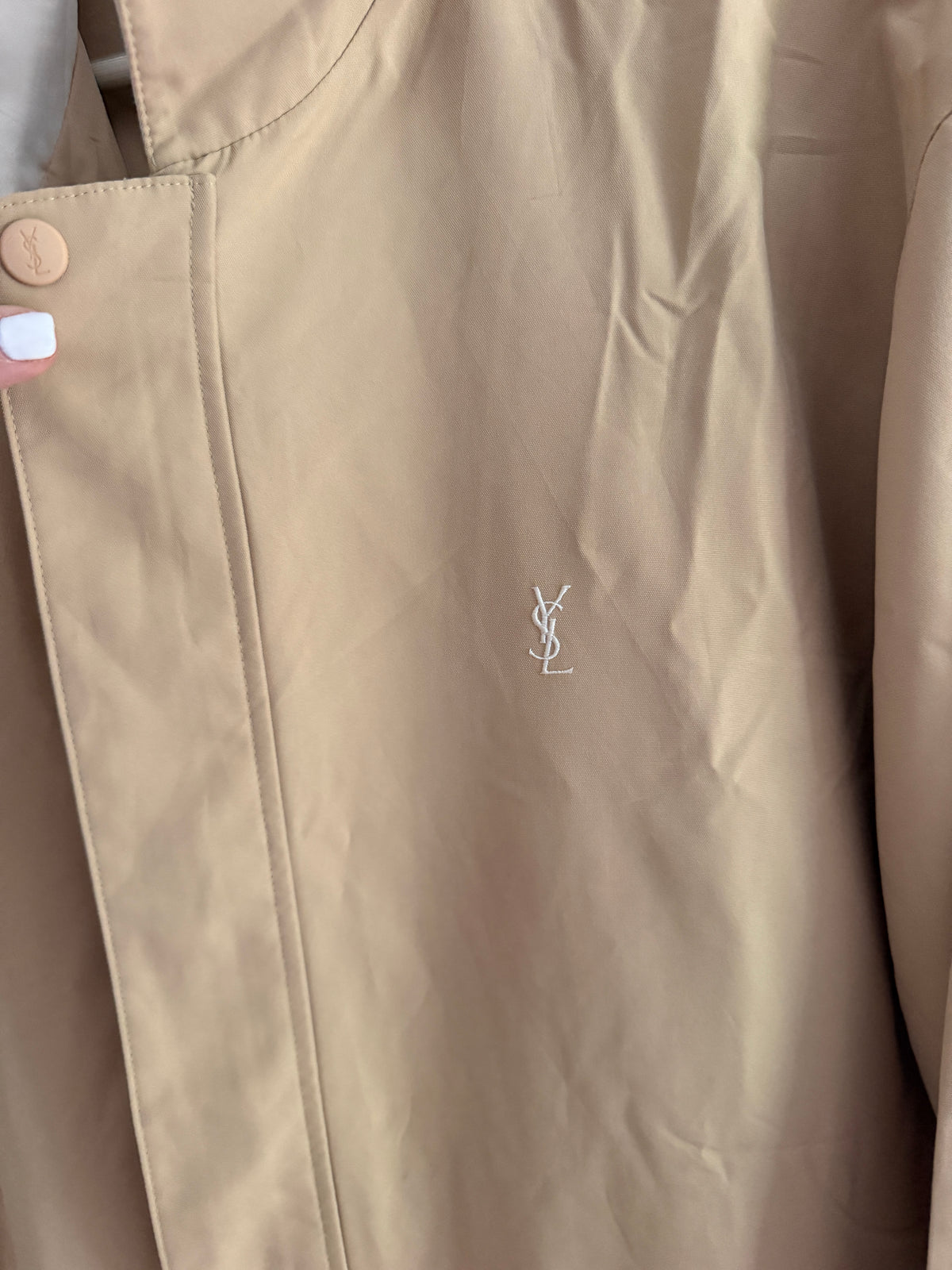 Yves Saint Laurent Vintage YSL Beige Windbreaker Bomber Jacket Size 100