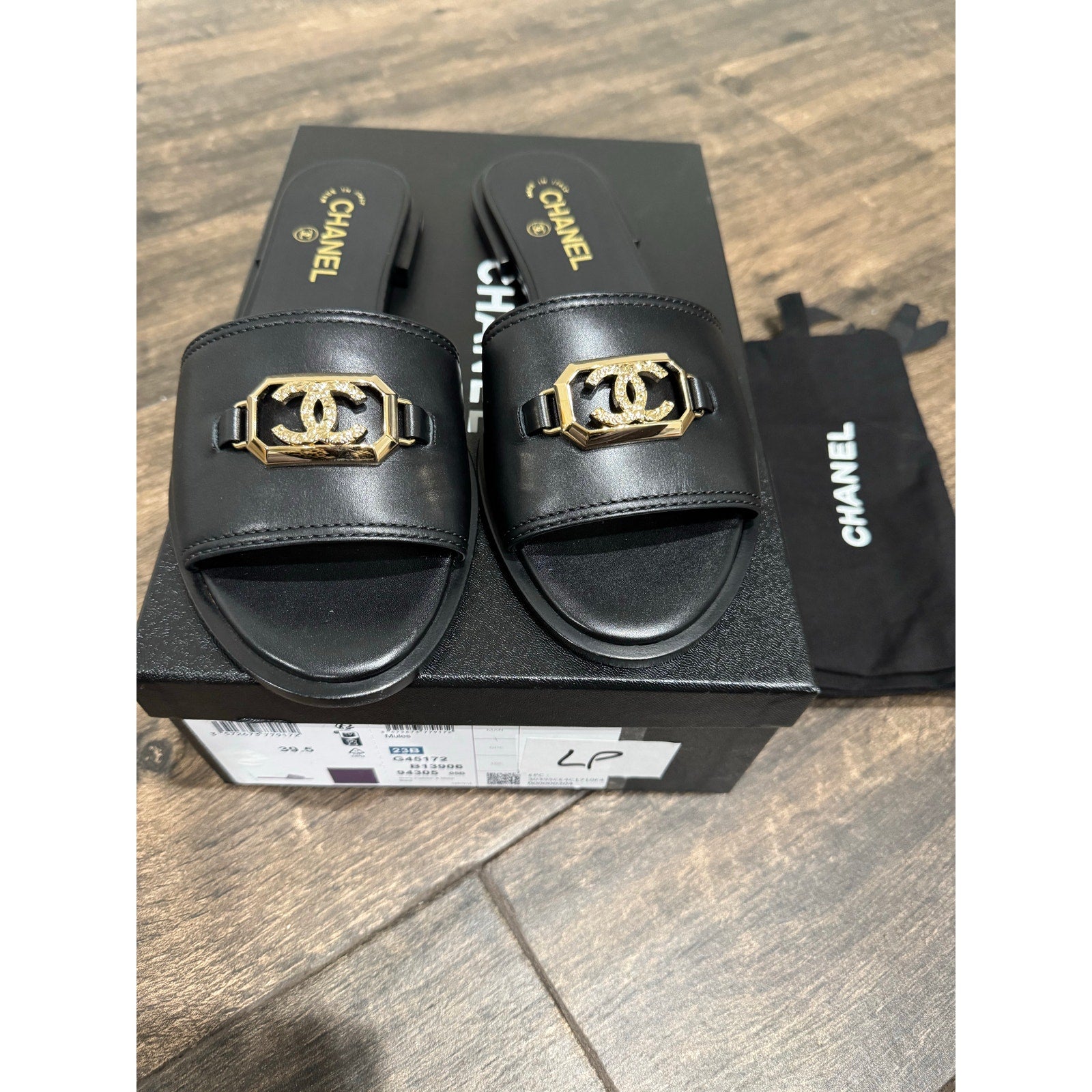 Chanel Black Leather Mules gold CC BNIB SIZE 39.5