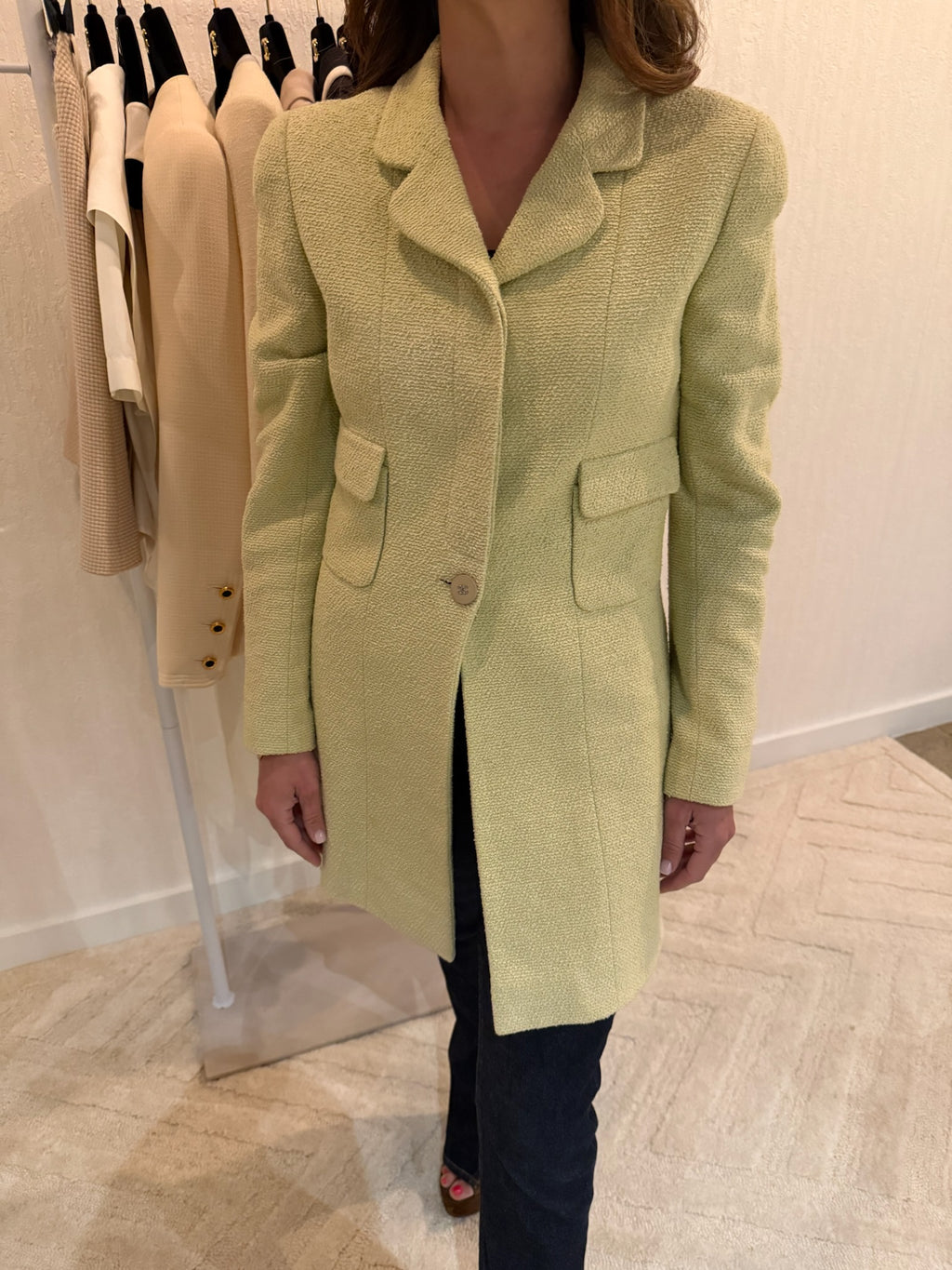 Chanel 1998 Light Green CC Button Blazer