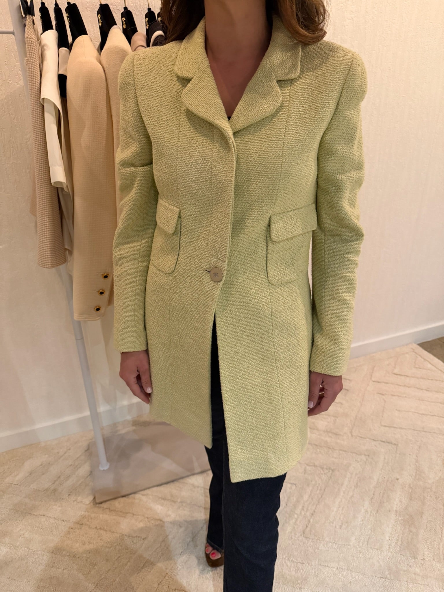 Chanel 1998 Light Green CC Button Blazer
