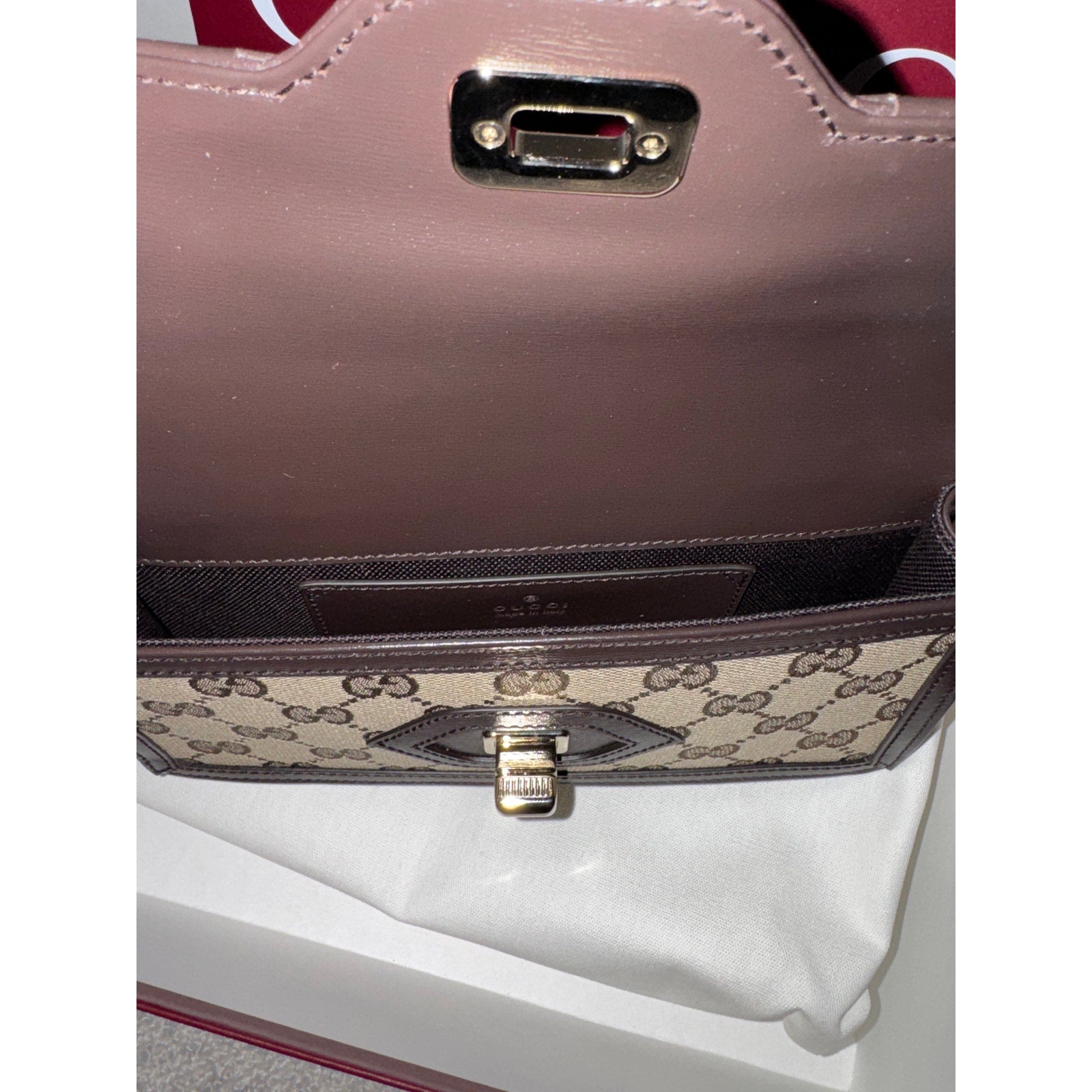 GUCCI GG Monogram Mini Luce Shoulder Bag Beige Ebony NWT