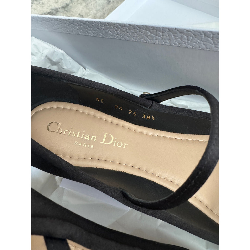 Christian Dior Satin Bow Ballet Flats with Mary Jane Strap BNIB 38.5