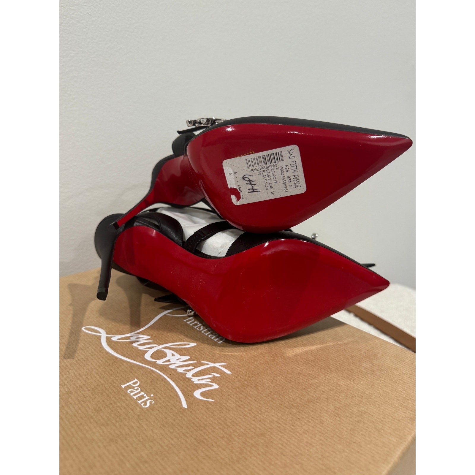 CHRISTIAN LOUBOUTIN 38 Giddylina 100 buckle-embellished leather pumps$1,495