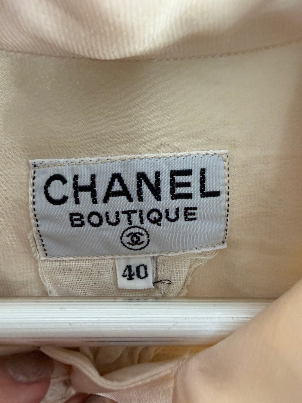 Chanel CC Pocket Ivory Logo Blouse