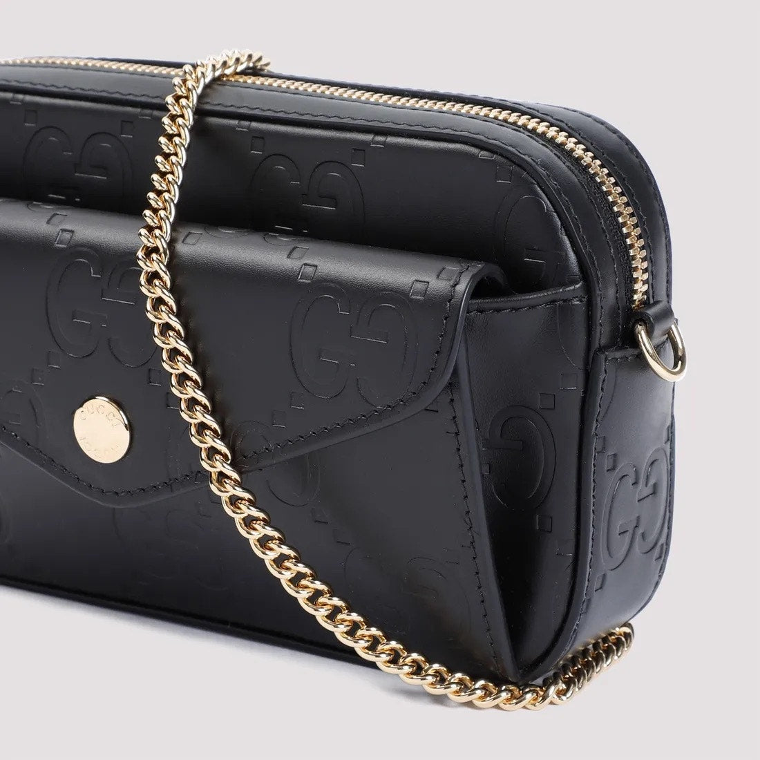 Gucci GG Super Mini Shoulder Bag Black Leather with Chain Strap Brand BNIB