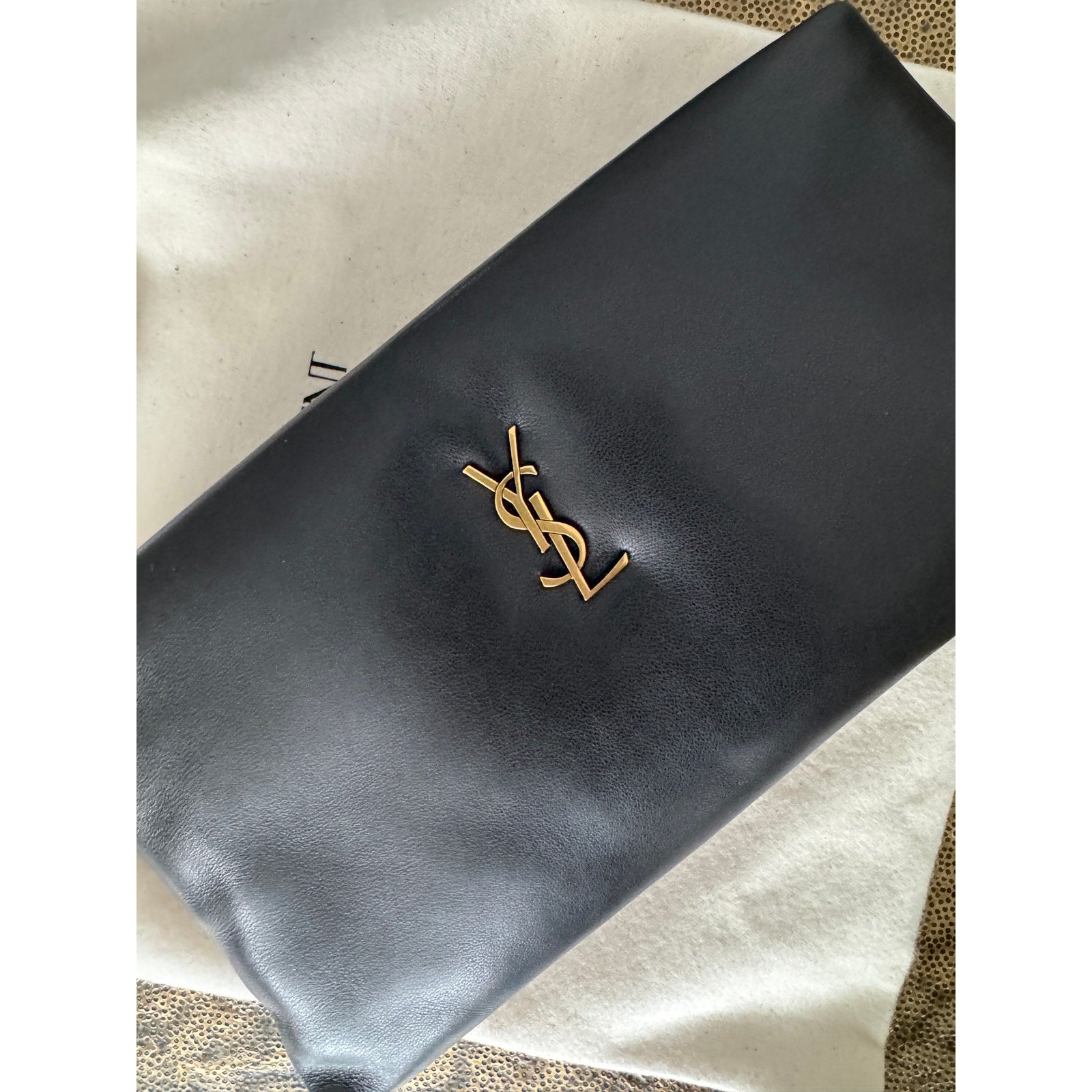 Saint Laurent Calypso Black Leather Pouch – New with Tags, Dust Bag