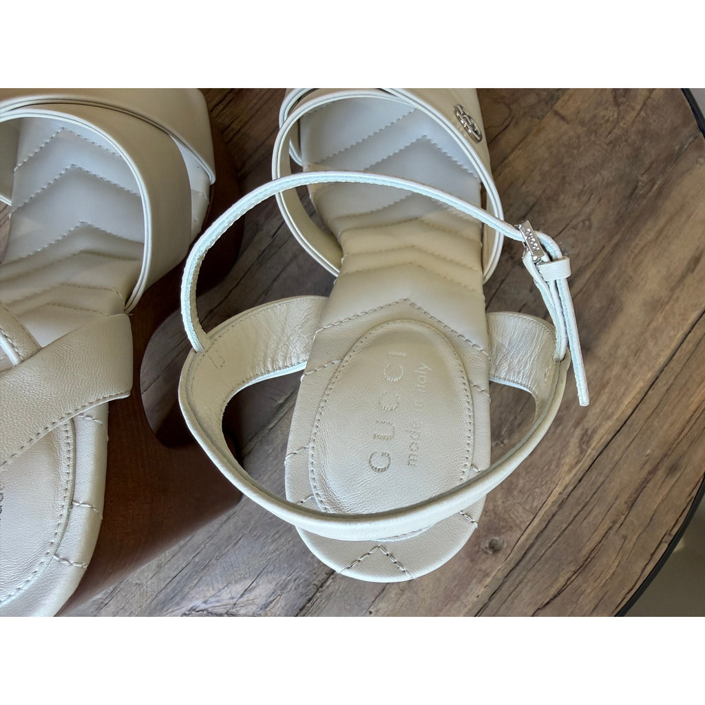 Gucci Platform Sandals White Leather Size 37 Brand New in Box