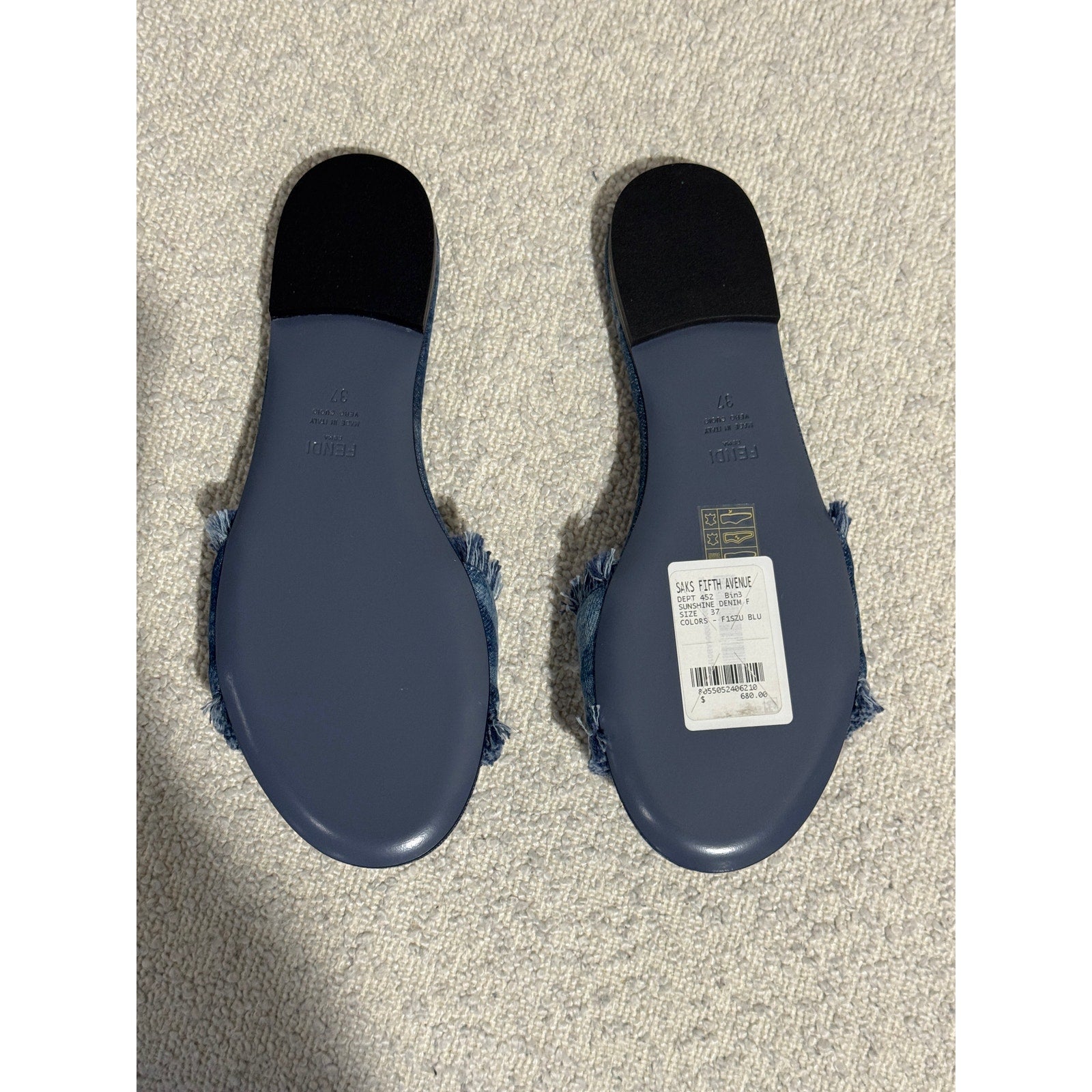 FENDI Sunshine Floral Denim Frayed Slide Sandals BNIB Size 37