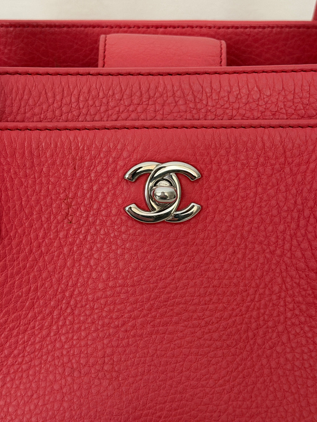 Chanel Small Executive Cerf Tote Bag Pink Leather Silver Hardware