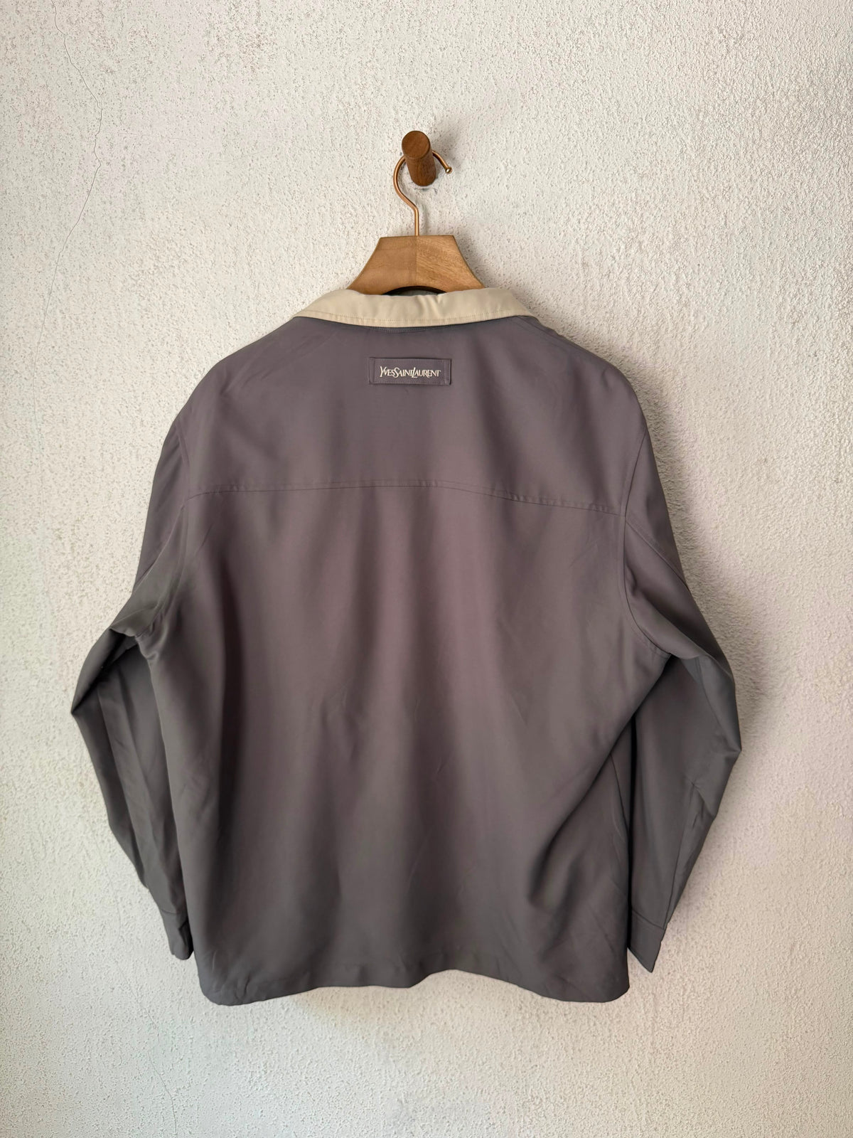 Yves Saint Laurent Vintage YSL Grey Beige Windbreaker Bomber Jacket