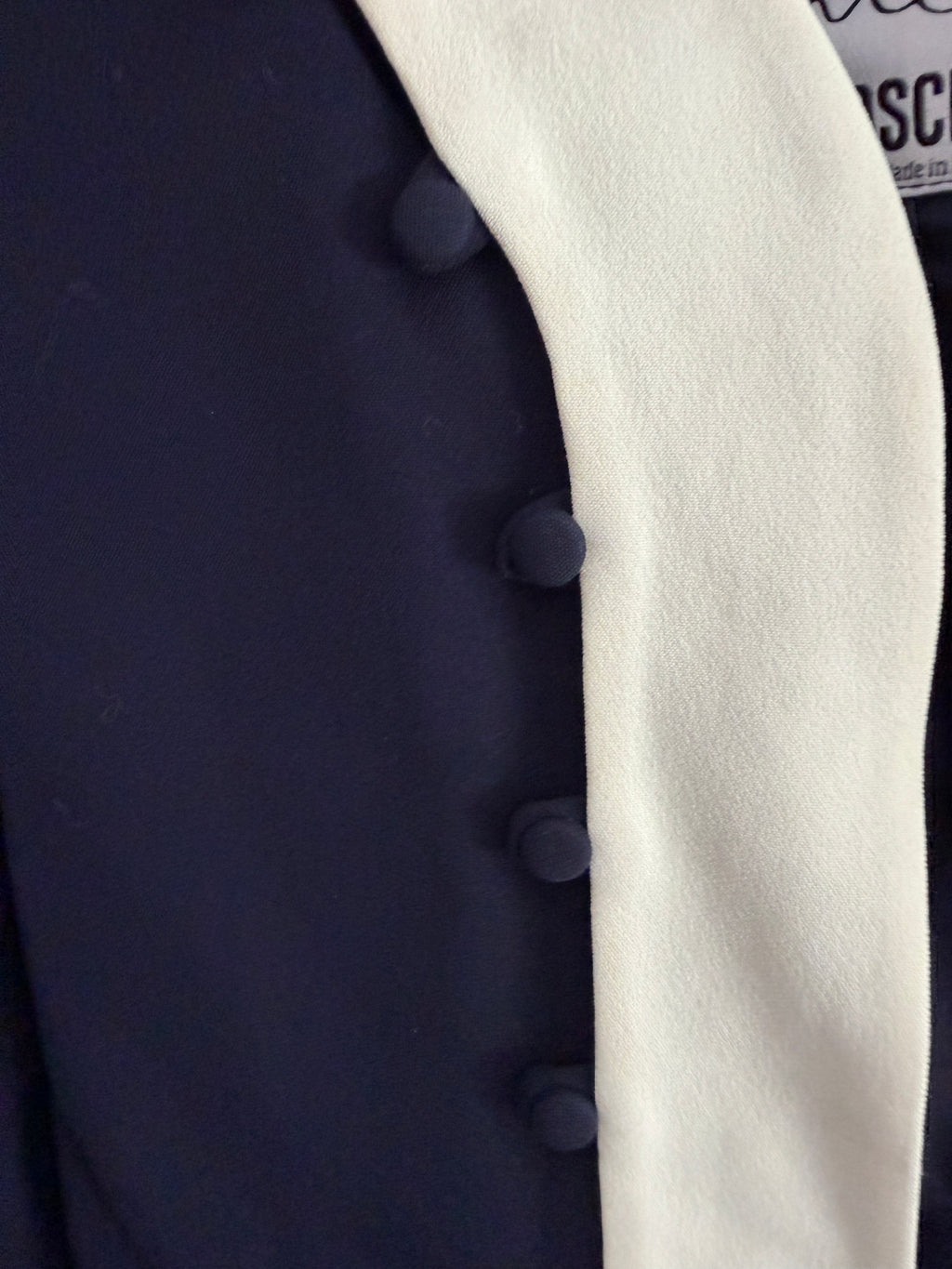 Moschino Cheap and Chic Blue Cropped Bolero Jacket Collarless Designer IT44