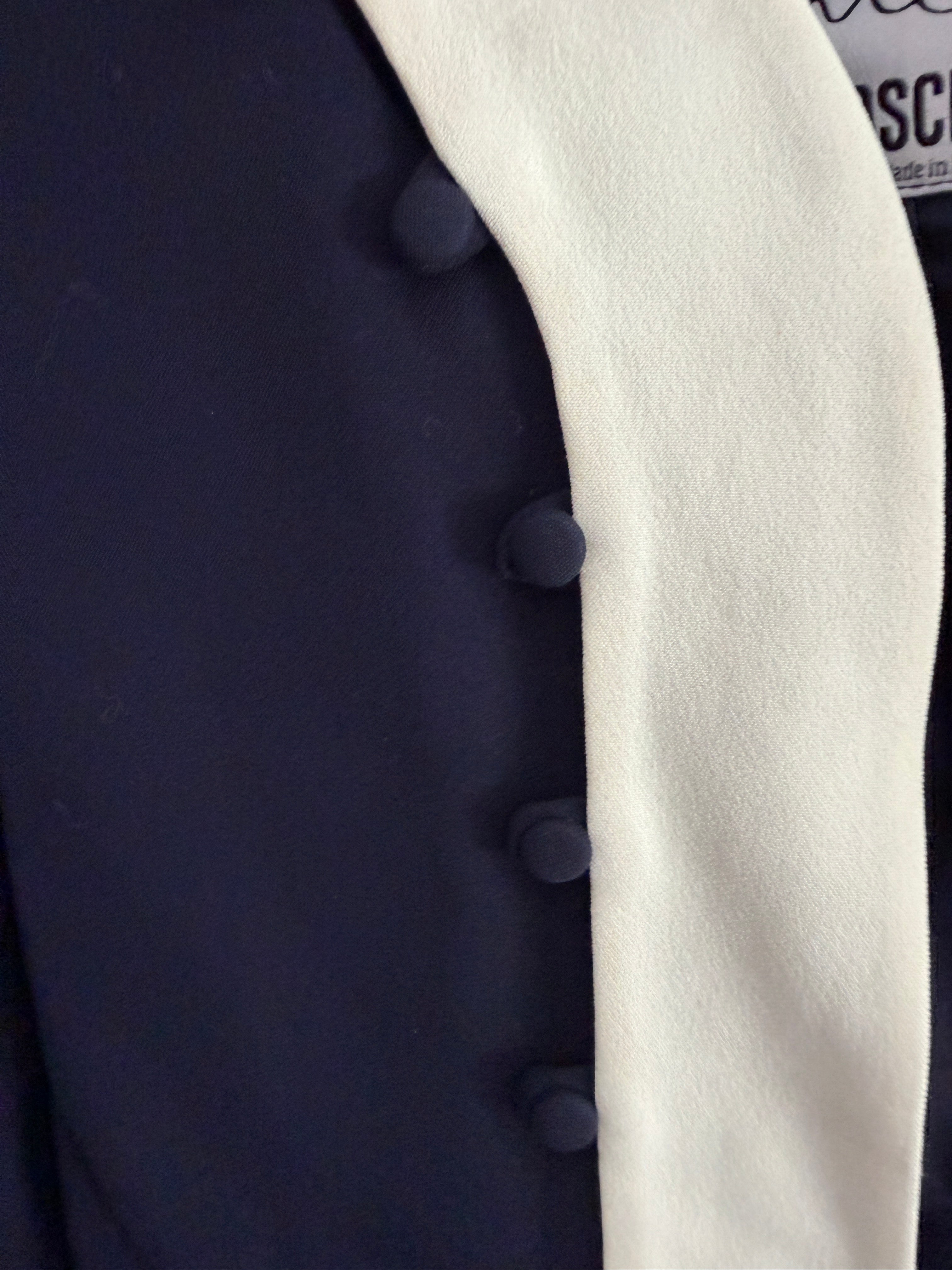 Moschino Cheap and Chic Blue Cropped Bolero Jacket Collarless Designer IT44