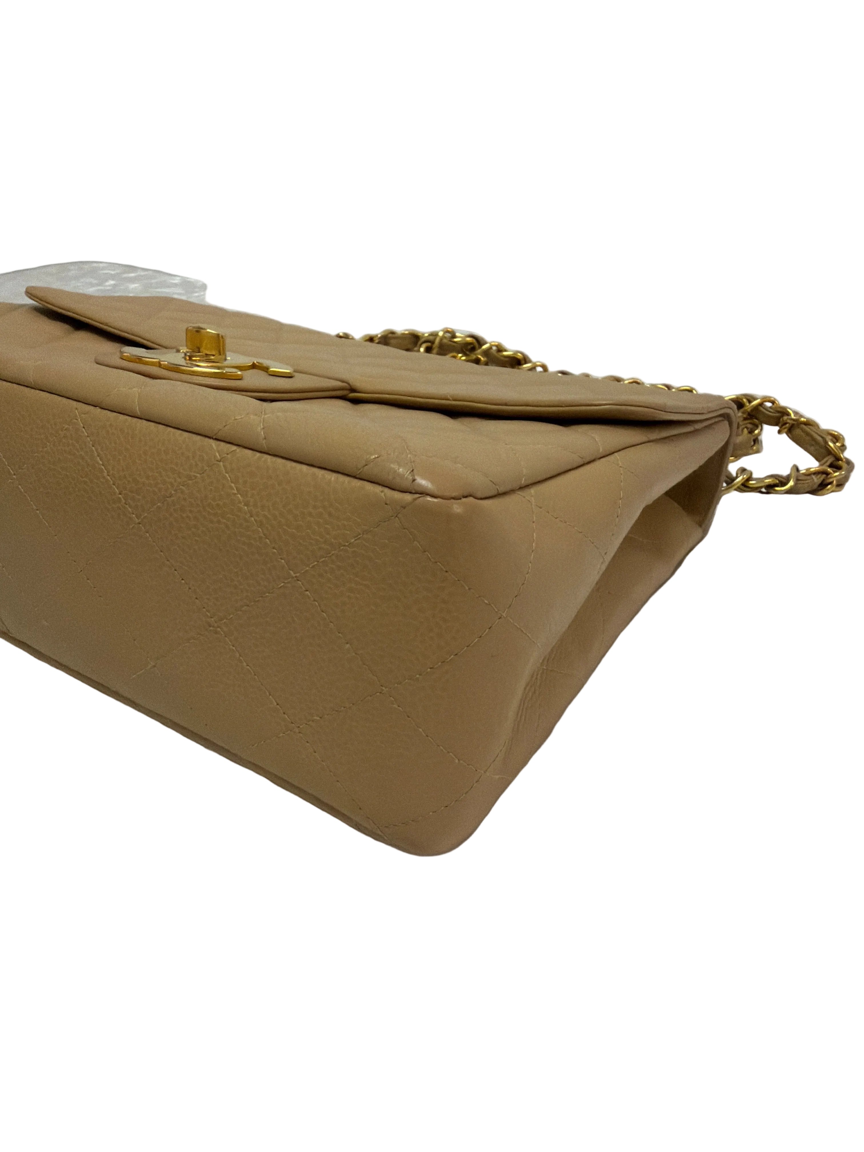 Chanel Jumbo Caviar Beige Maxi Flap  1986-1988