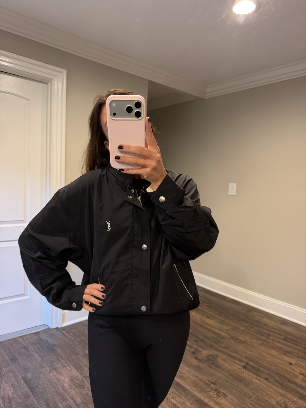 Yves Saint Laurent YSL Reversible Black & White Bomber Windbreaker Jacket