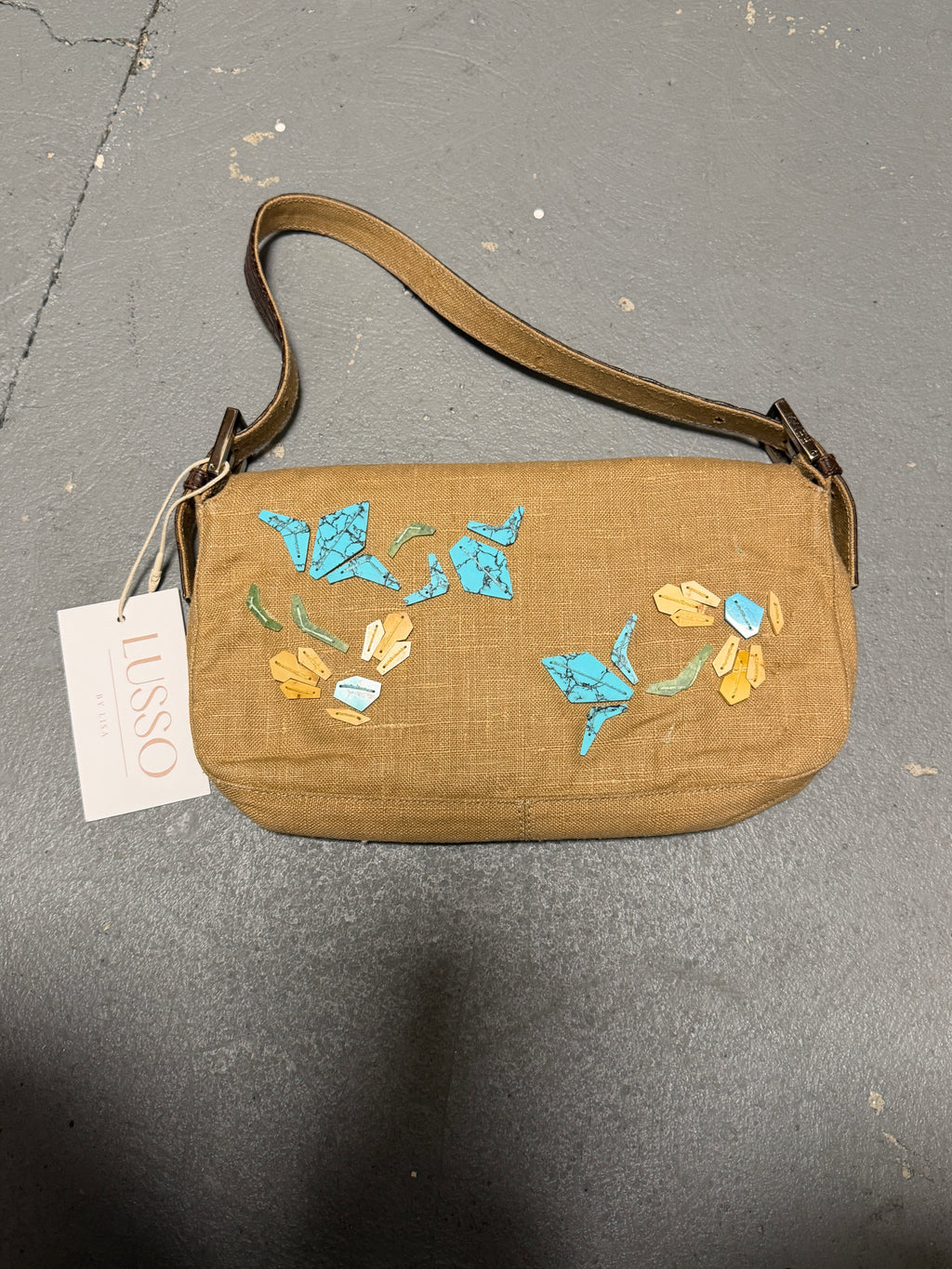 Fendi Embellished canvas baguette