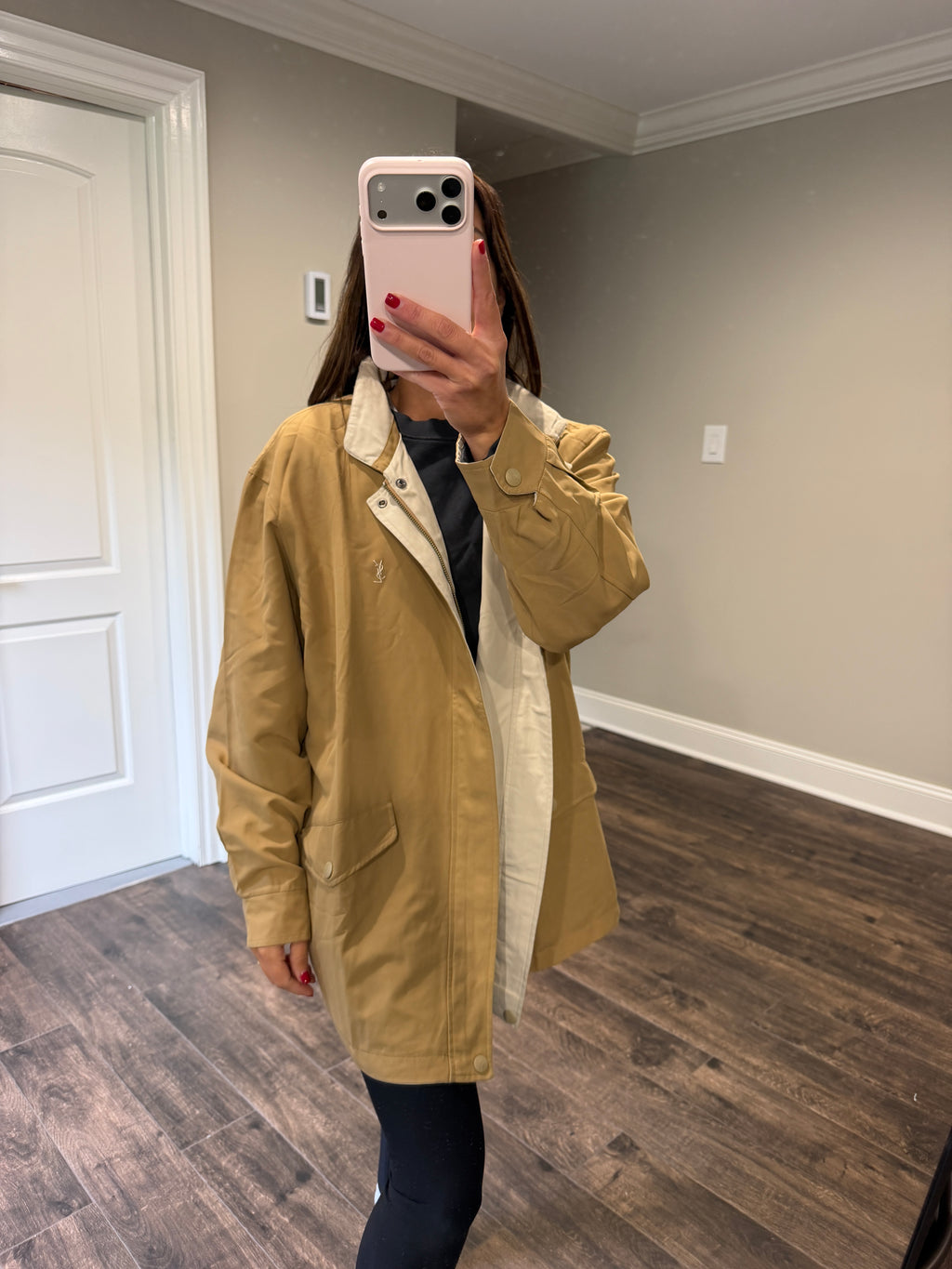Yves Saint Laurent Vintage YSL Reversible Khaki Beige Windbreaker Bomber Jacket Size 100