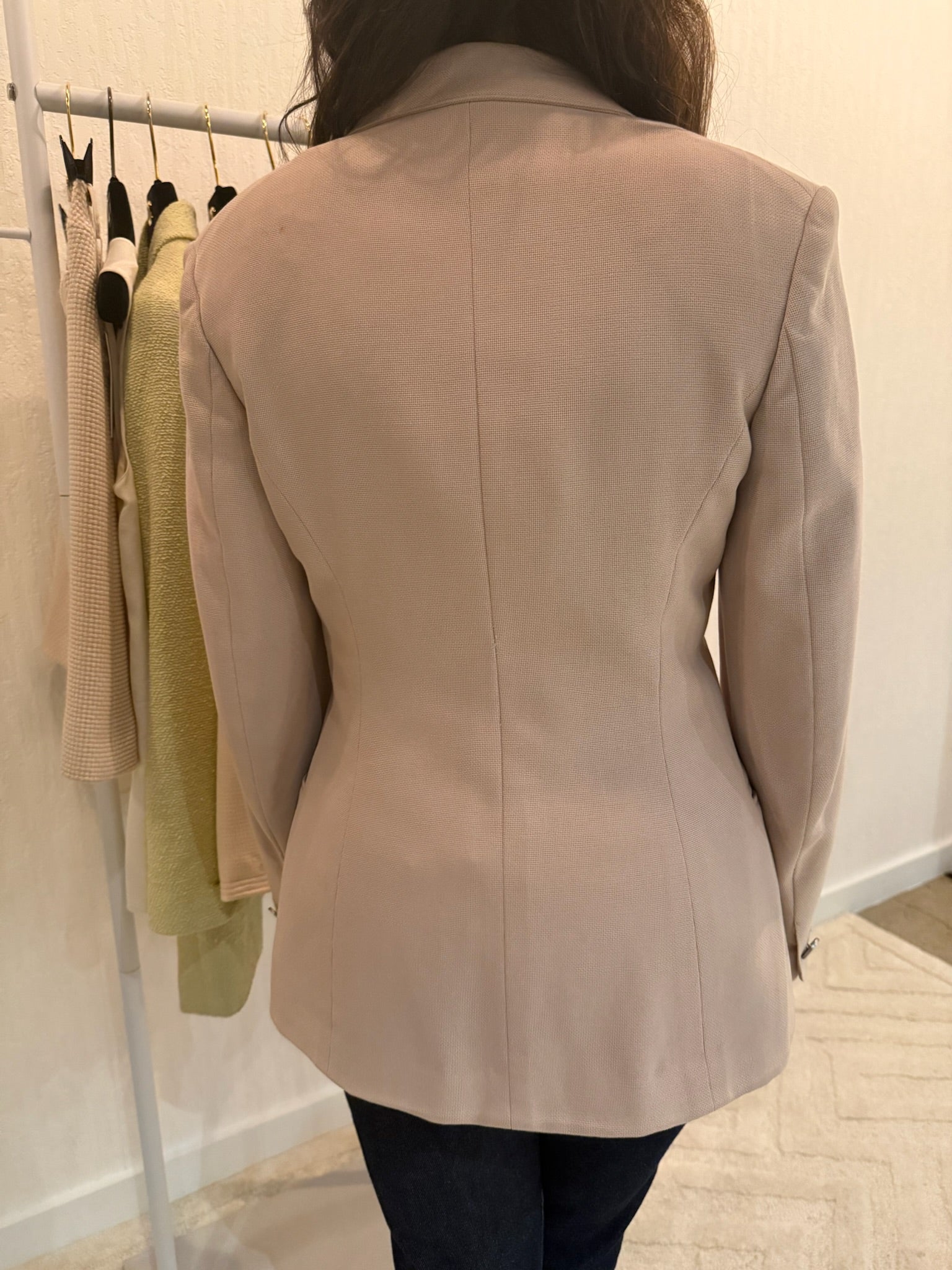 Chanel 1998 CC Logo Cotton One Button Blazer FR38