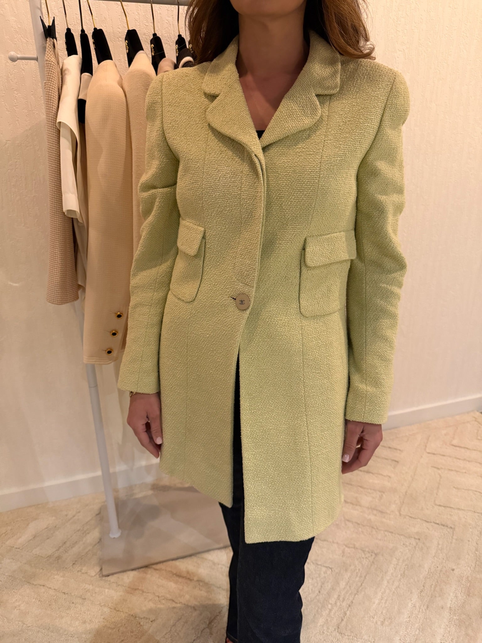 Chanel 1998 Light Green CC Button Blazer