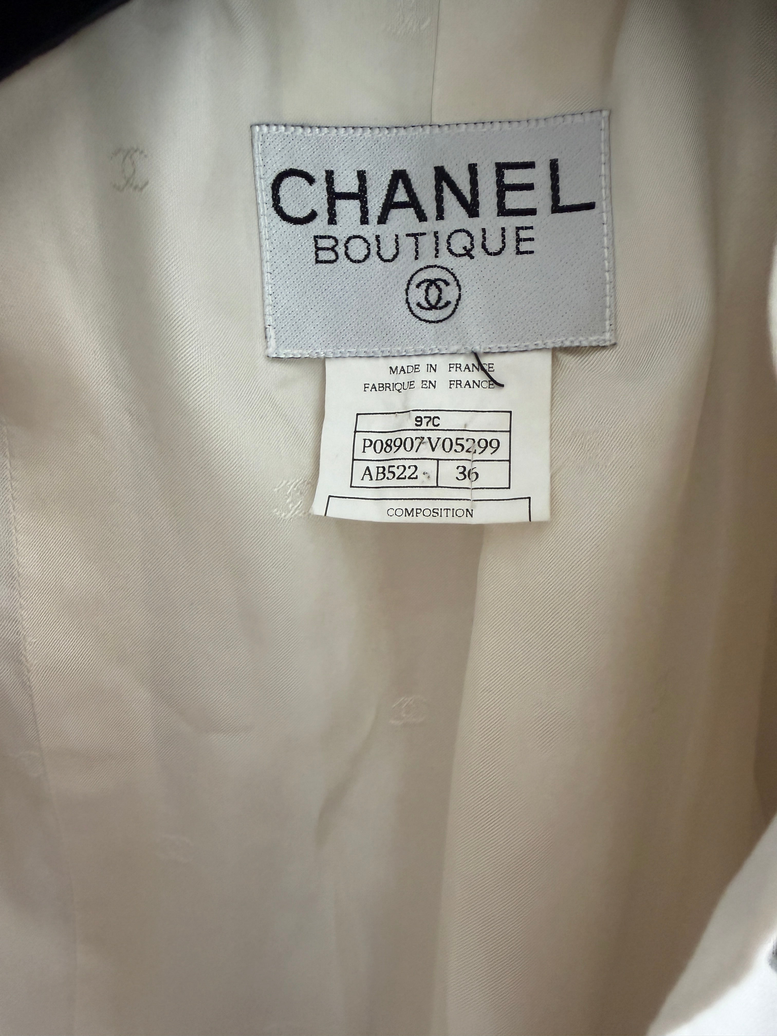 Chanel White Cotton Silver Button Blazer