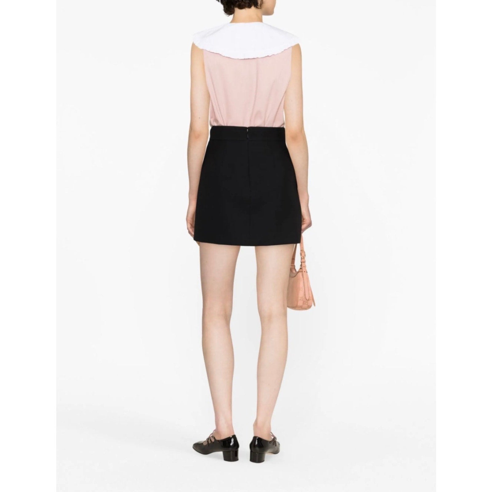 Gucci Black Crepe Button Skirt IT 36 NWT Gold Button Wool Silk Mini