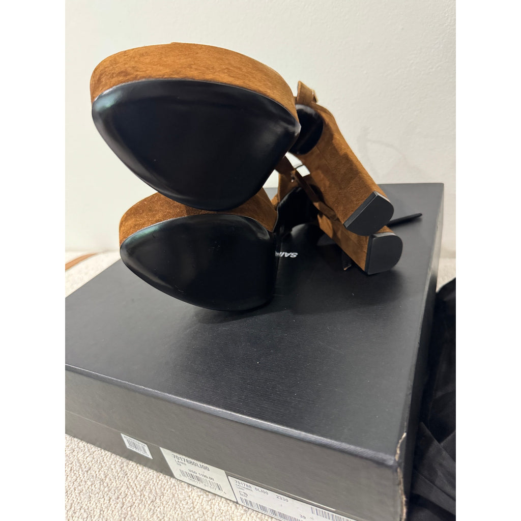 SAINT LAURENT JODIE PLATFORM SANDALS IN SUEDE LAND BNIB 39