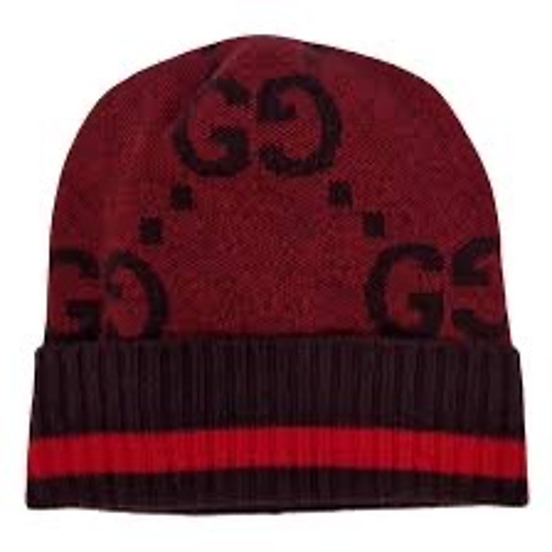 Gucci Red Cashmere GG Beanie Hat NWT Size M | Designer Logo Winter Cap
