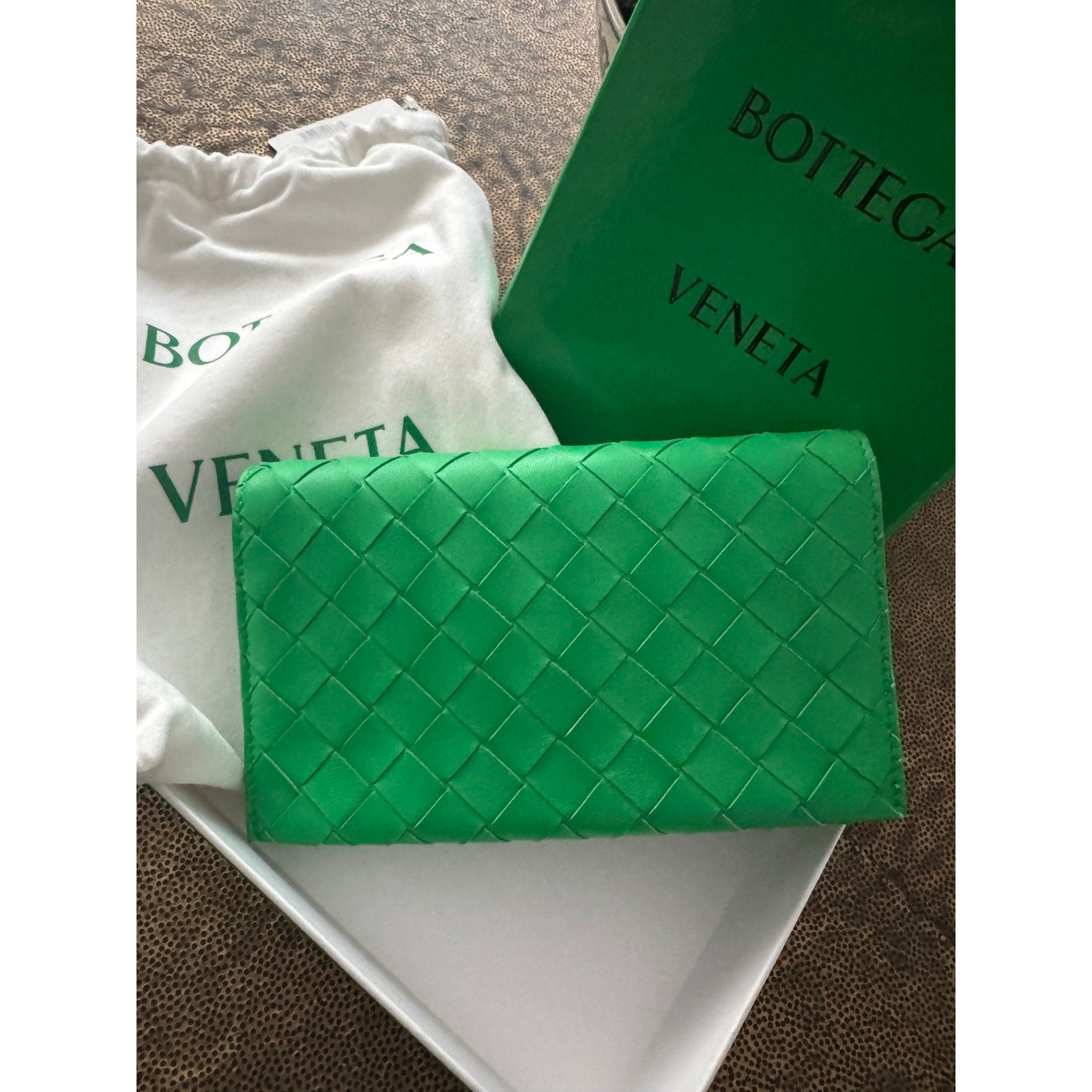 Bottega Veneta Wallet on Strap Parakeet Green & Gold Lambskin Crossbody Bag NWT